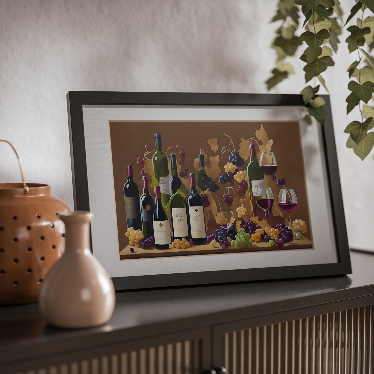 Wine framed art bar gift for mom black for the kitchen dining room poster v2