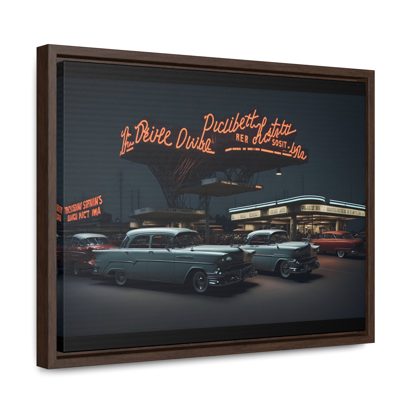 Drive-In Diner Dreams Nostalgic Dystopian Collection of Retro Wall Art Gallery Canvas Wraps Horizontal Frame v6/6