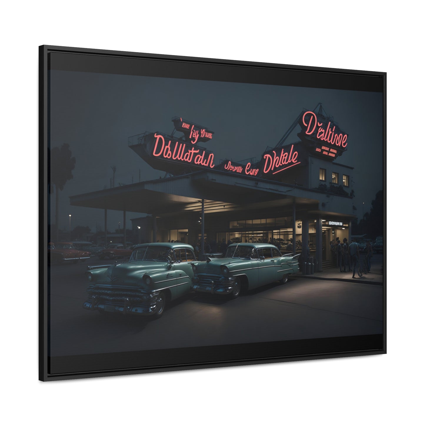 Drive-In Diner Dreams Nostalgic Dystopian Collection of Retro Wall Art Gallery Canvas Wraps Horizontal Frame v5/6