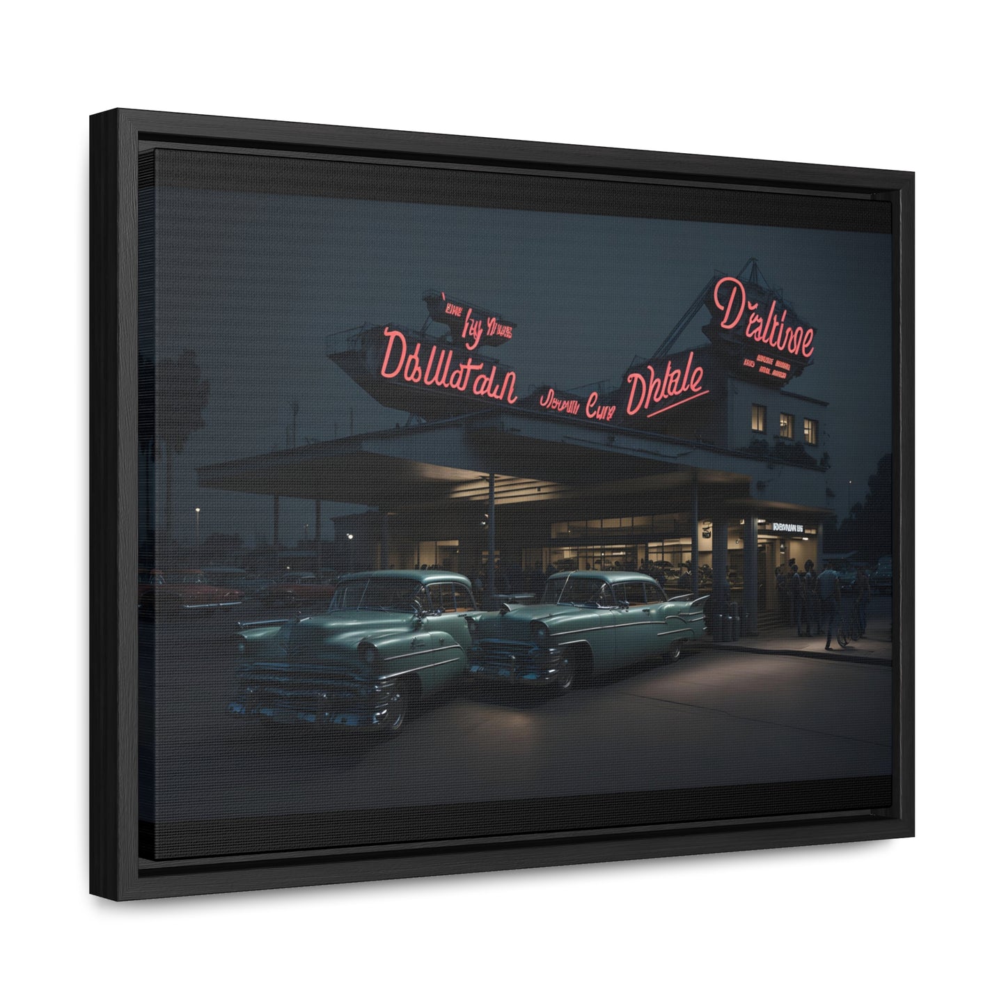 Drive-In Diner Dreams Nostalgic Dystopian Collection of Retro Wall Art Gallery Canvas Wraps Horizontal Frame v5/6