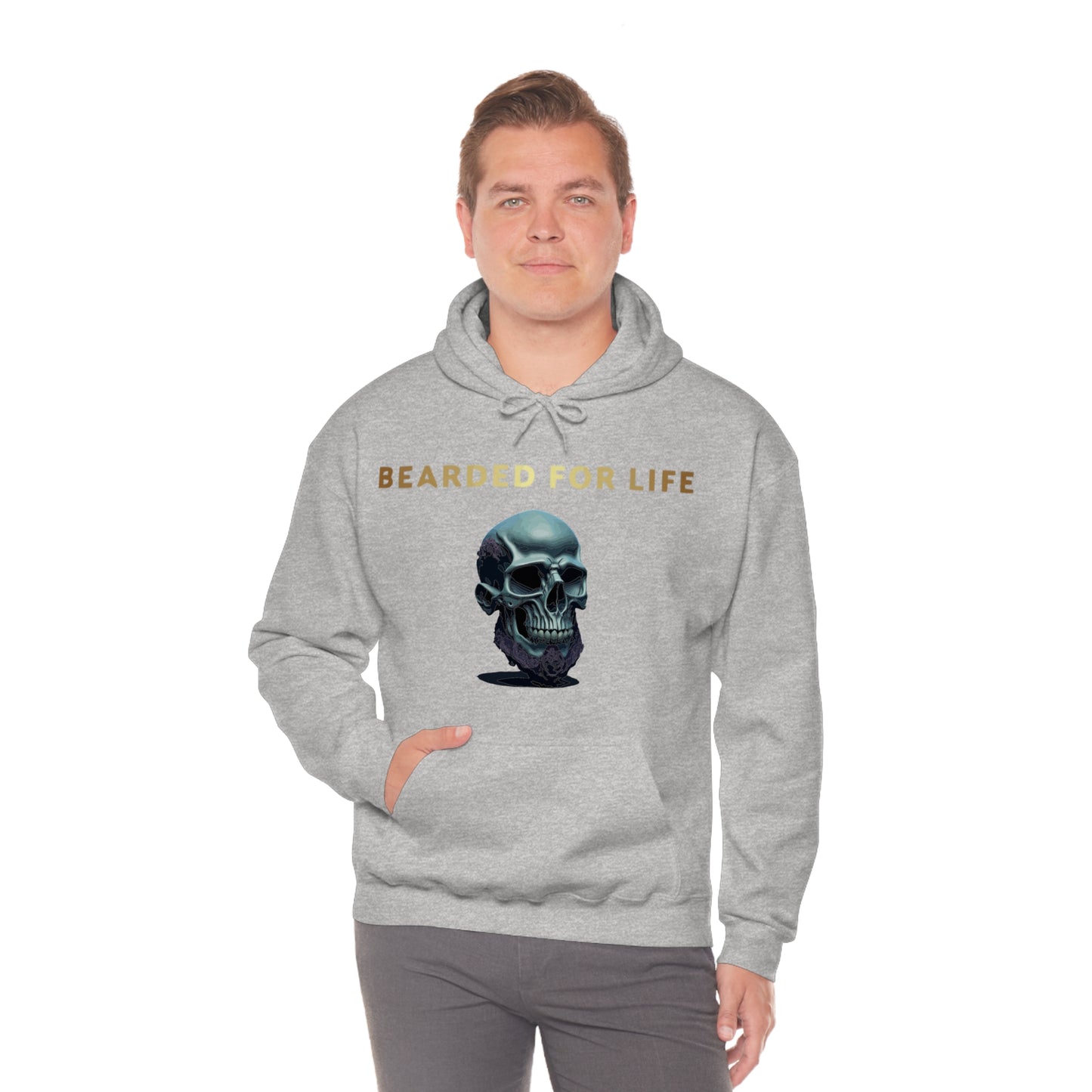 Bearded for life hoodie with a skull with a beard for the man that will have beard till he dies and is proud of his beard on fathers day v1