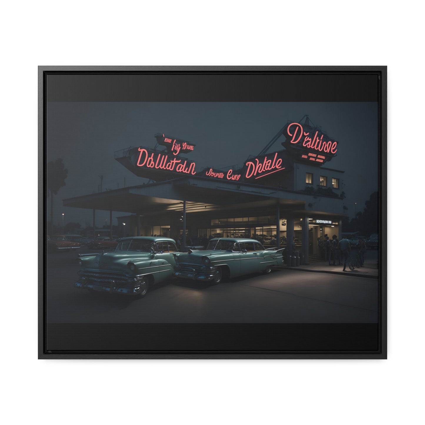 Drive-In Diner Dreams Nostalgic Dystopian Collection of Retro Wall Art Gallery Canvas Wraps Horizontal Frame v5/6