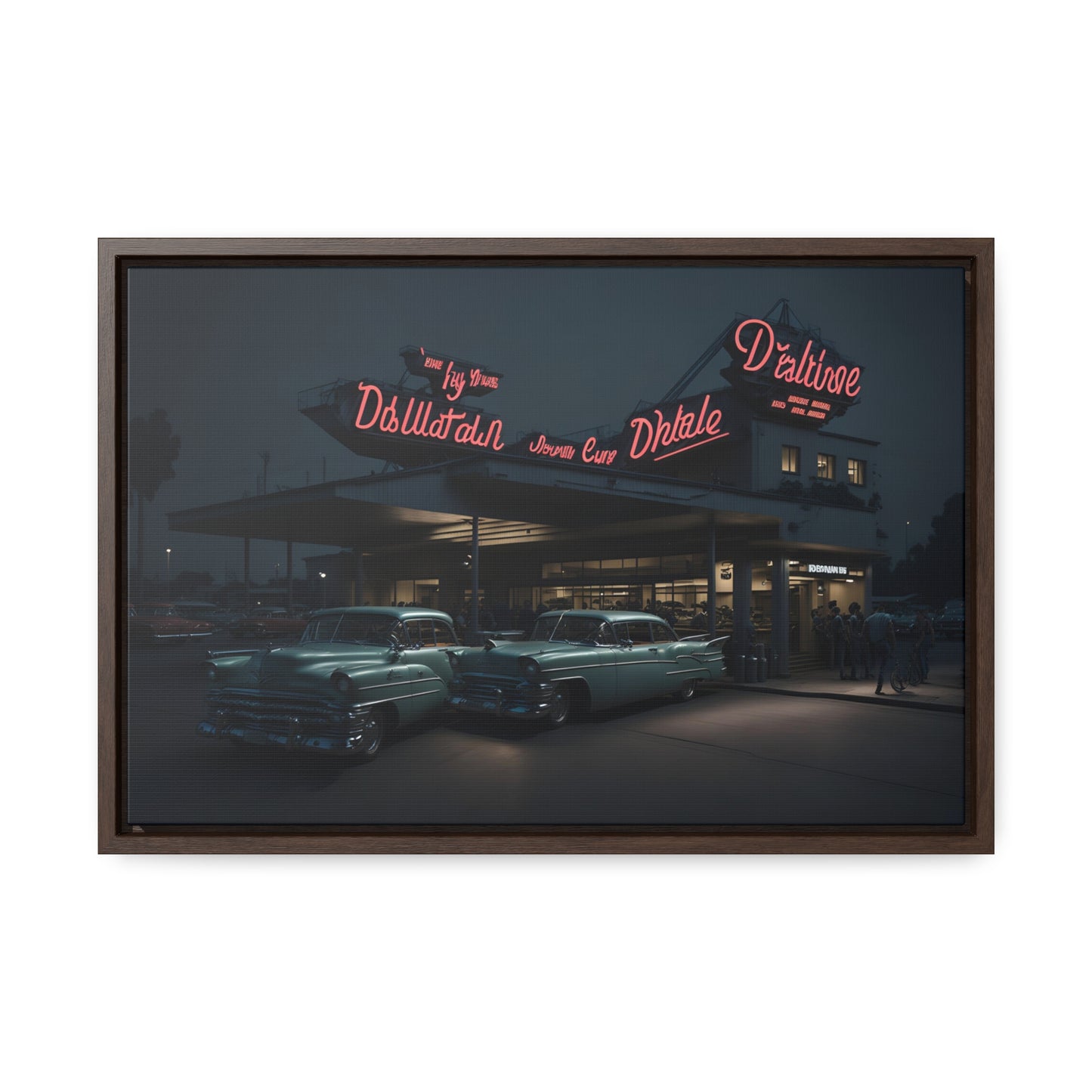 Drive-In Diner Dreams Nostalgic Dystopian Collection of Retro Wall Art Gallery Canvas Wraps Horizontal Frame v5/6