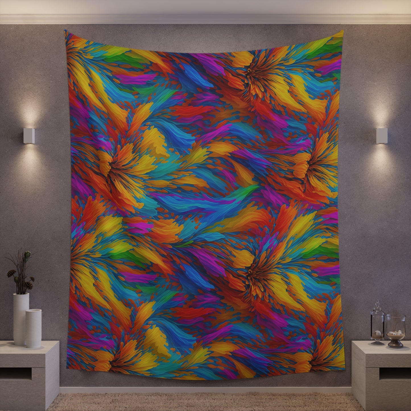 Rainbow Flower Tapestry for the wall for pride and celebrating inclusiveness lgbtq ally wall art gay wall art up to 100 inches show pride