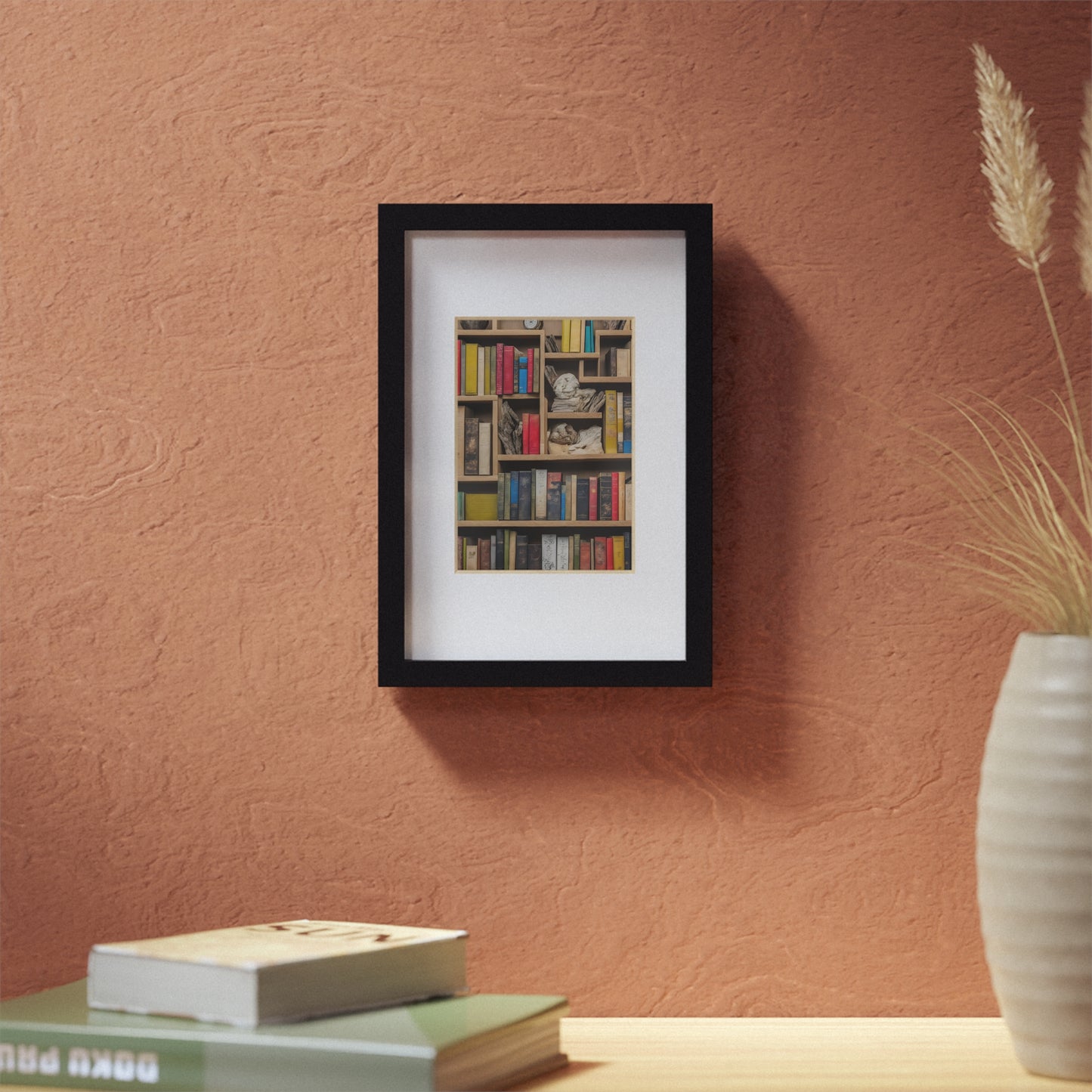 Library framed art library bookshelf studio study office poster teacher