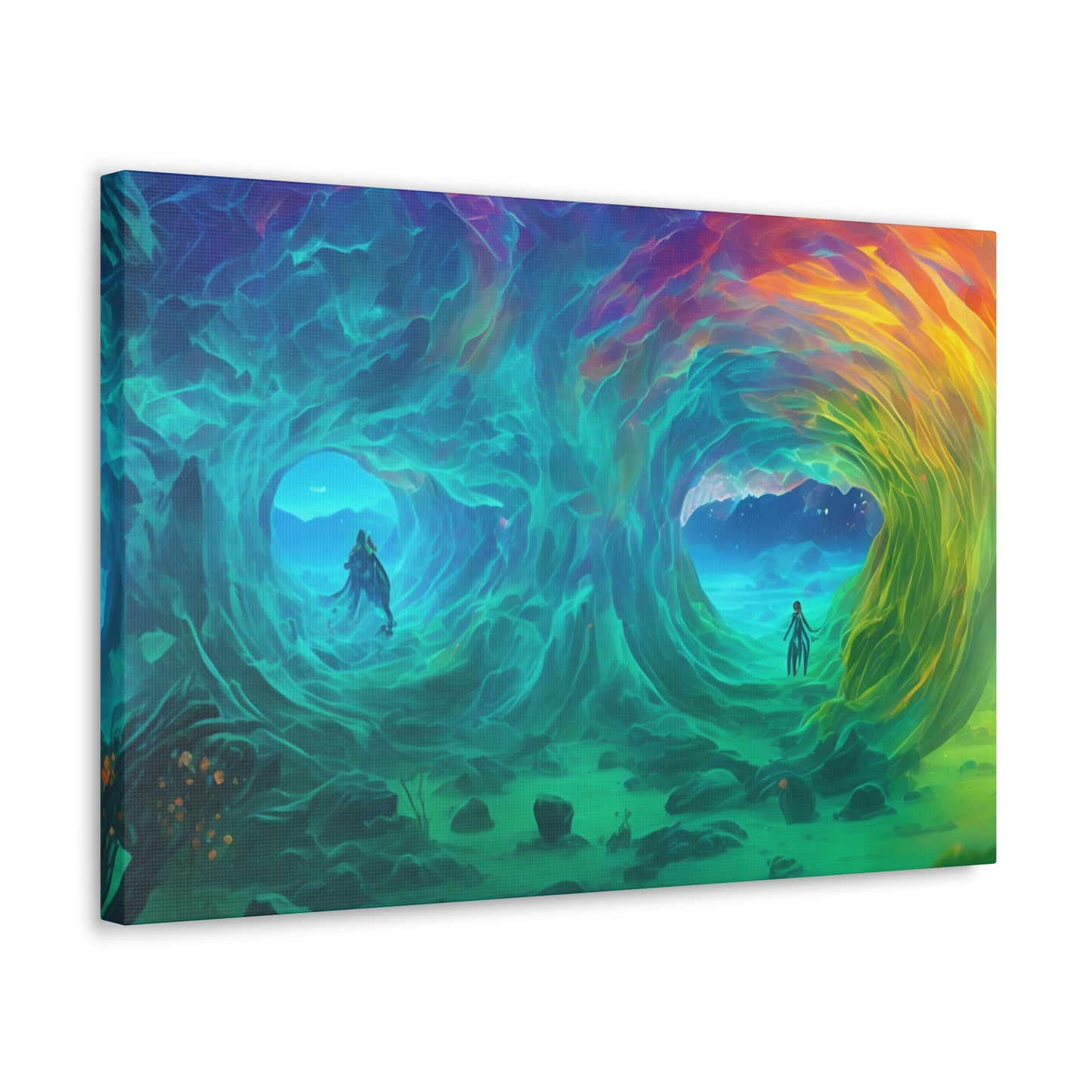 Rainbow wave stretched Canvas Gallery Wraps for the gameroom art gay gift for lgbtq lovers ally femme style art horizontal orientation v2