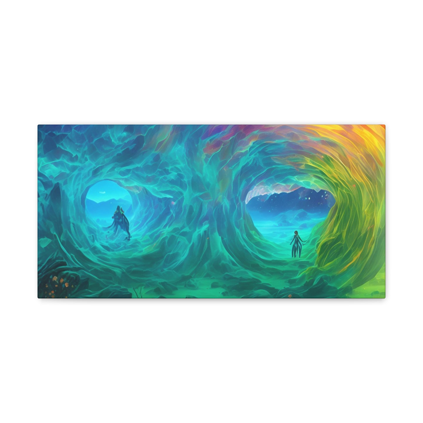 Rainbow wave stretched Canvas Gallery Wraps for the gameroom art gay gift for lgbtq lovers ally femme style art horizontal orientation v2