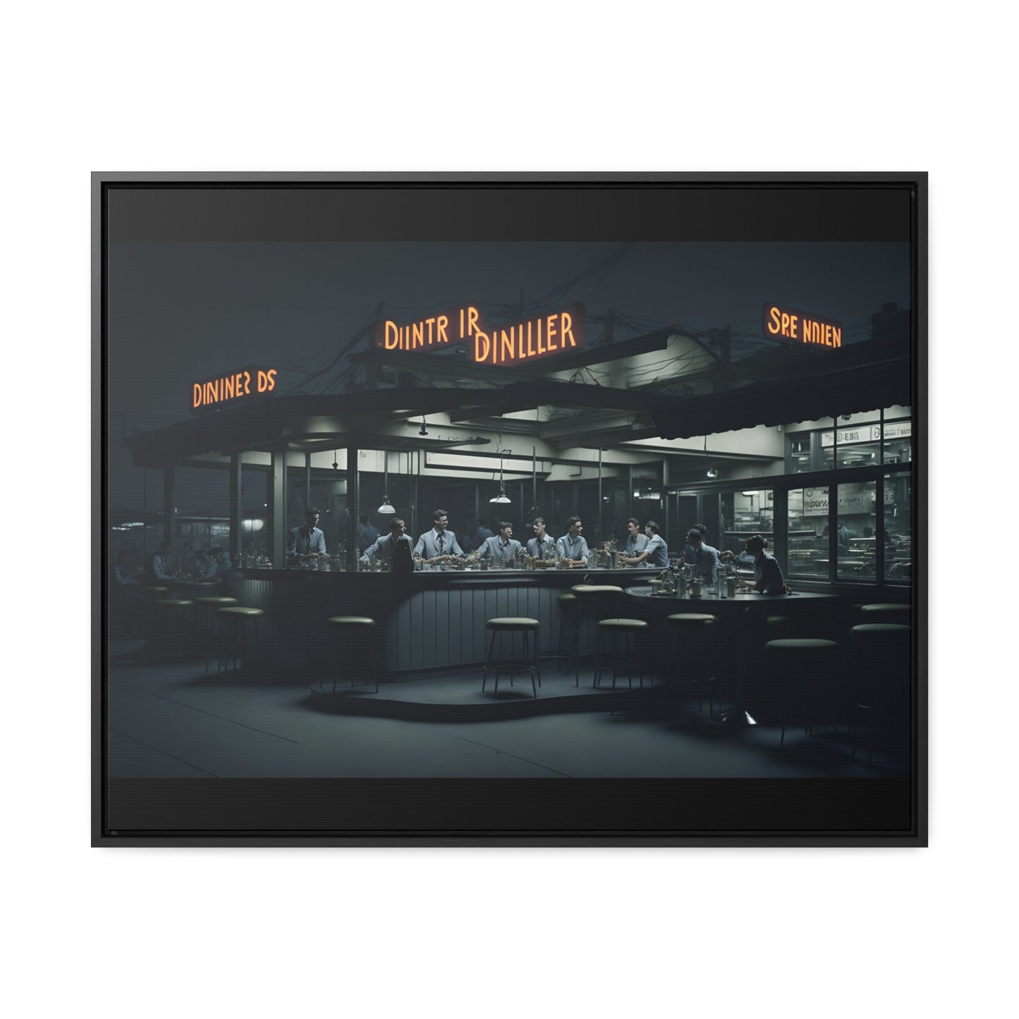 Drive-In Diner Dreams Nostalgic Dystopian Collection of Retro Wall Art Gallery Canvas Wraps Horizontal Frame v3/6