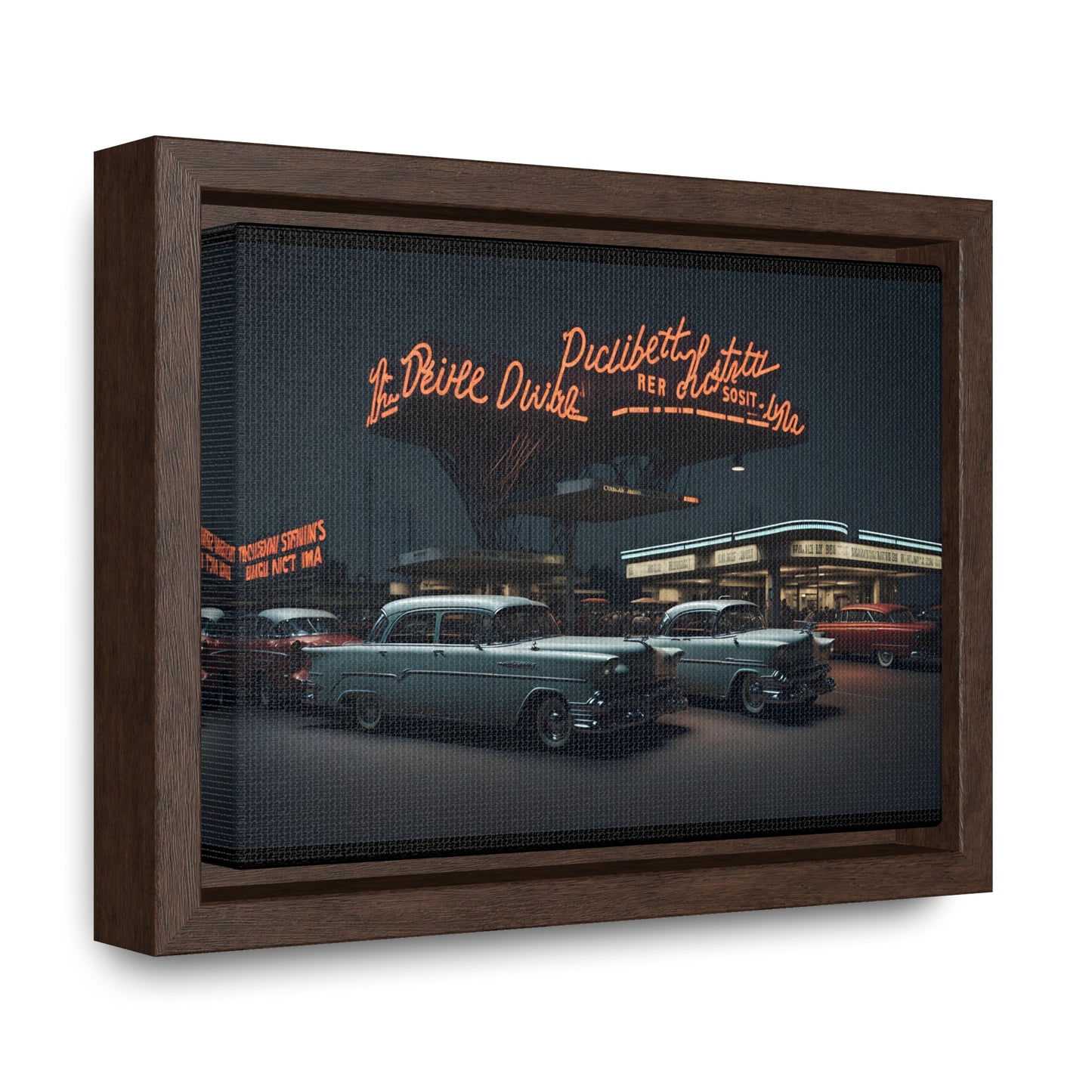 Drive-In Diner Dreams Nostalgic Dystopian Collection of Retro Wall Art Gallery Canvas Wraps Horizontal Frame v6/6