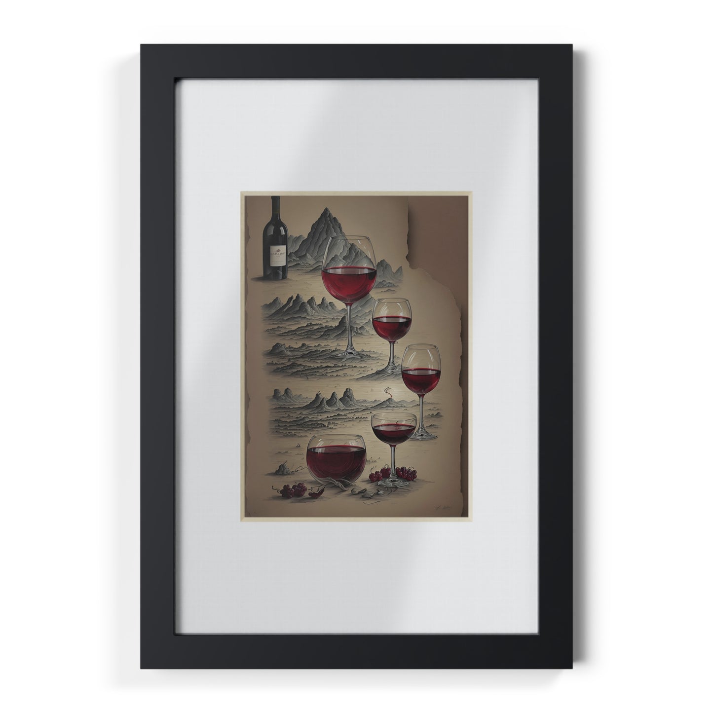 Wine framed art bar gift for mom black for the kitchen dining poster v5