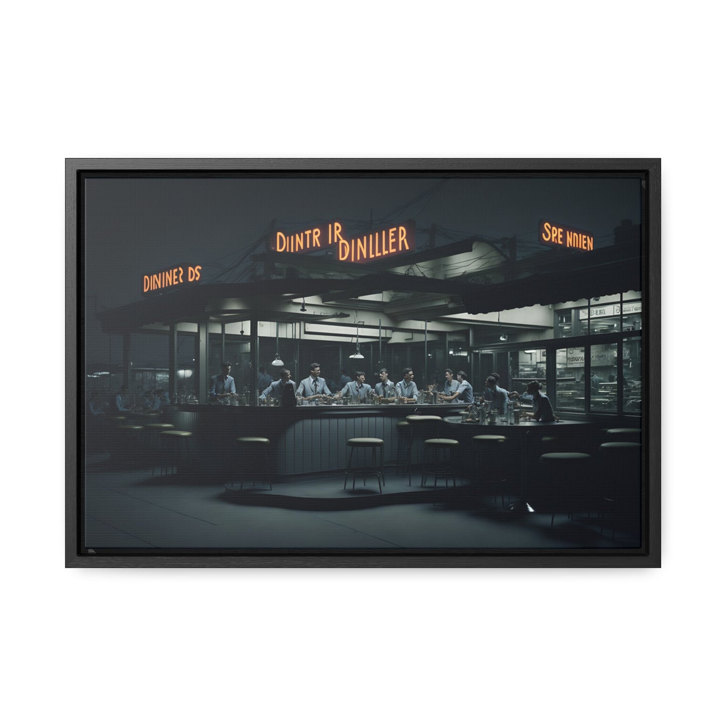 Drive-In Diner Dreams Nostalgic Dystopian Collection of Retro Wall Art Gallery Canvas Wraps Horizontal Frame v3/6