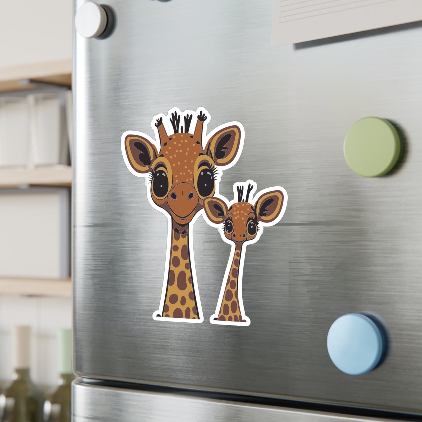 Mother and baby Giraffe Vinyl Decal to liven up the playroom with  vinyl cartoon animals with satin finish removable and restick decal