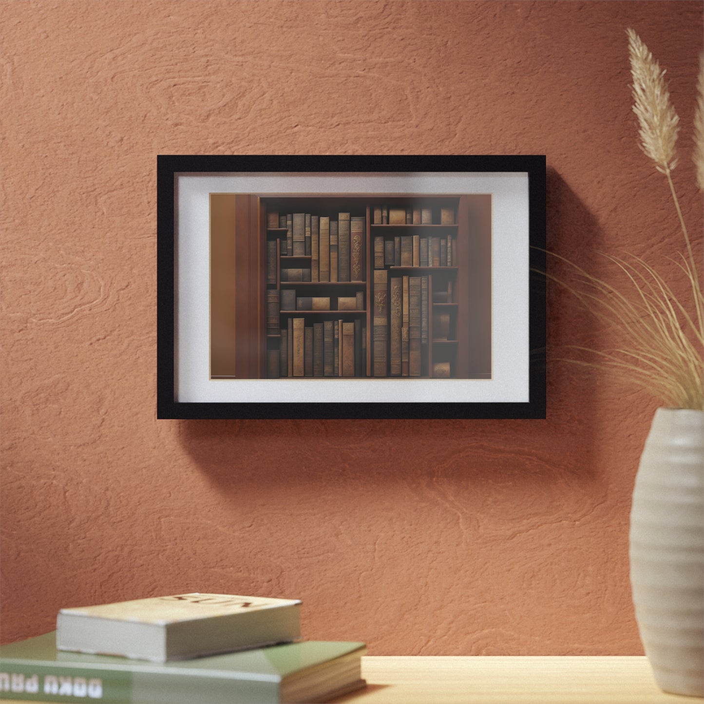 Library framed art library bookshelf studio study office poster teacher 2