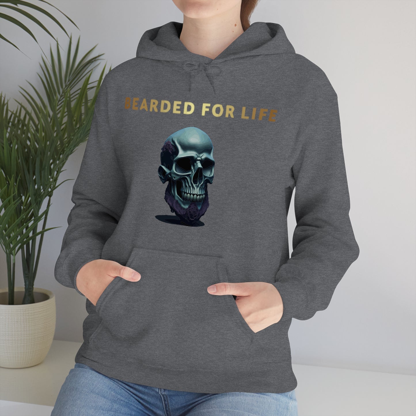 Bearded for life hoodie with a skull with a beard for the man that will have beard till he dies and is proud of his beard on fathers day v1