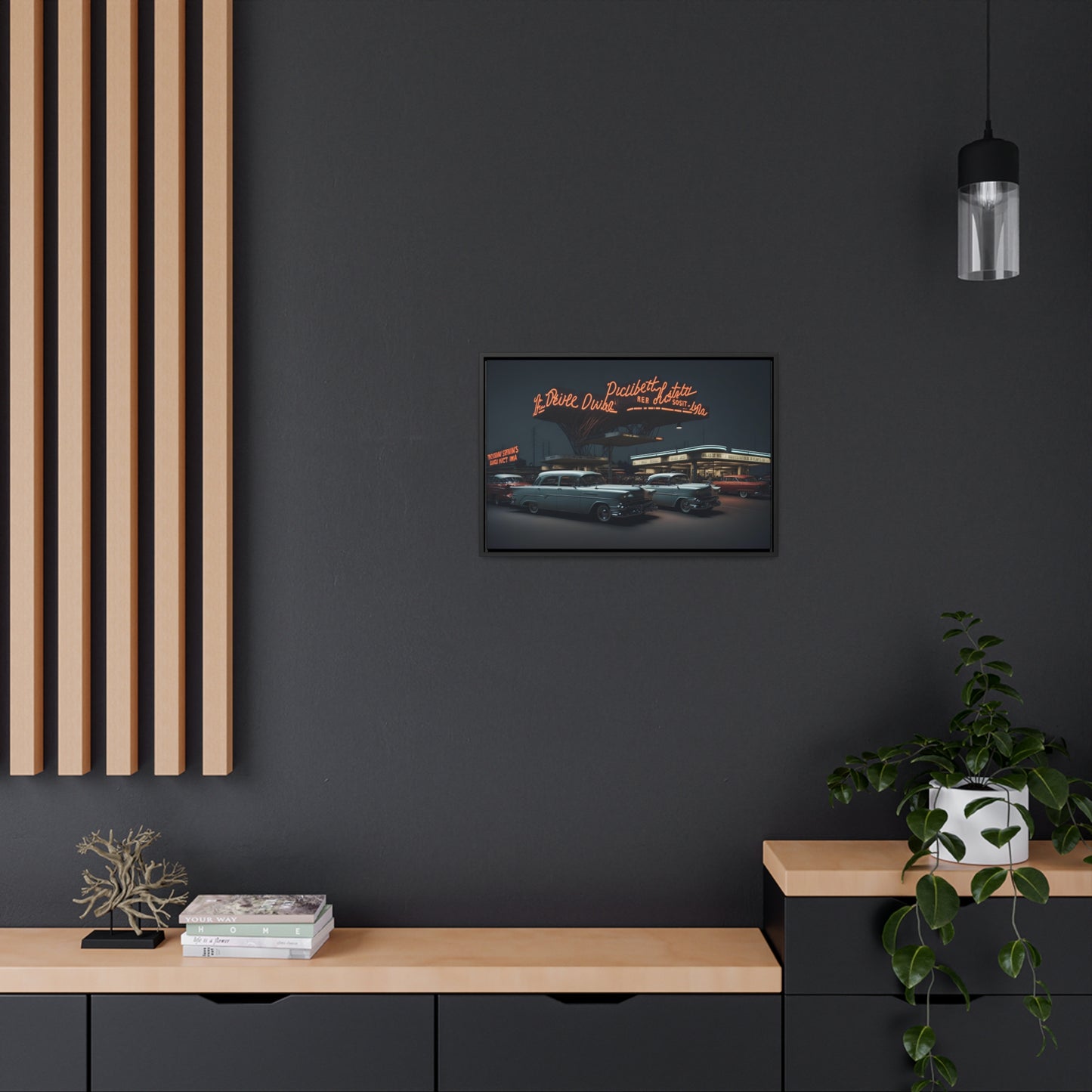 Drive-In Diner Dreams Nostalgic Dystopian Collection of Retro Wall Art Gallery Canvas Wraps Horizontal Frame v6/6