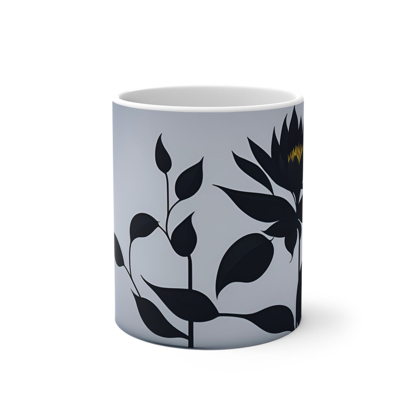 Dark flower Color Changing Mug Black mug that changes to show a black flower when it warms up mothers day gift changing coffee mug