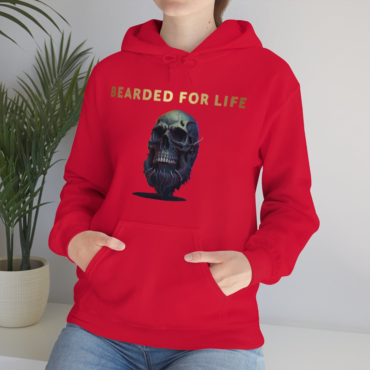 Bearded for life hoodie with a skull with a beard for the man that will have beard till he dies and is proud of his beard on fathers v2