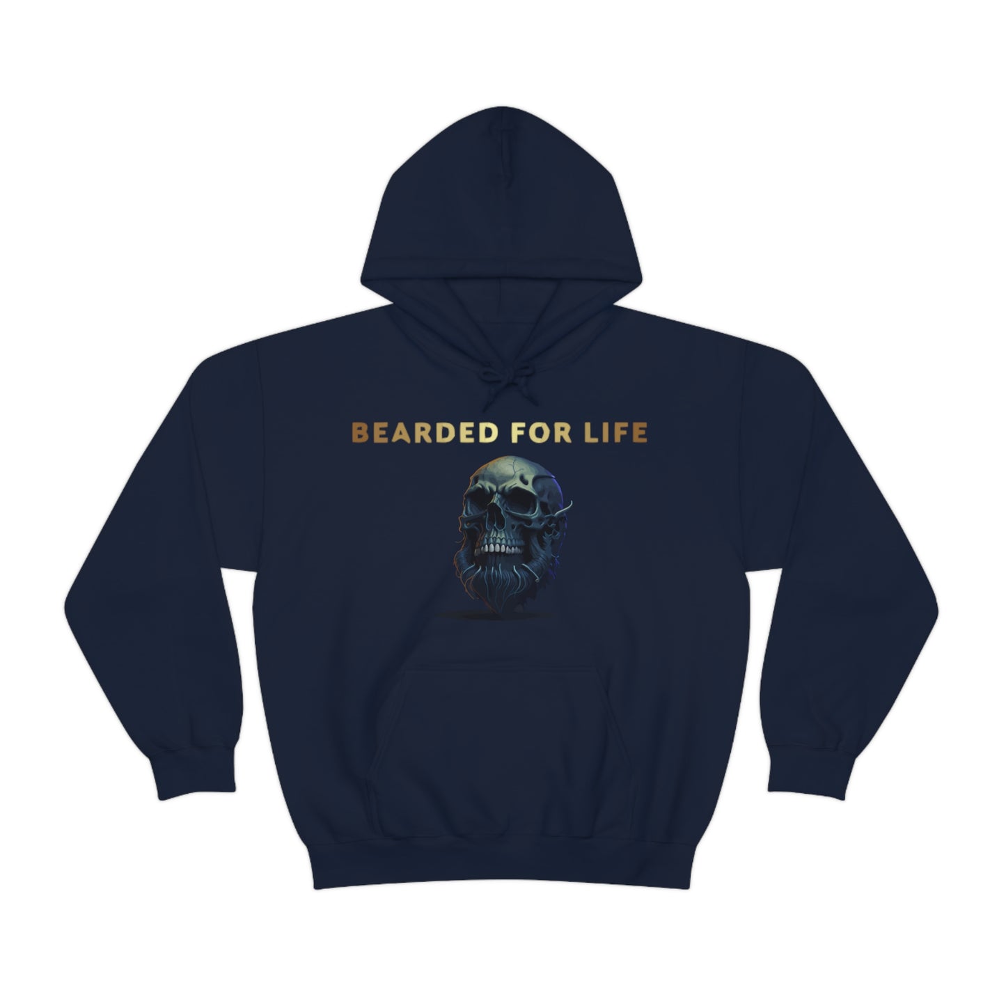 Bearded for life hoodie with a skull with a beard for the man that will have beard till he dies and is proud of his beard on fathers v2