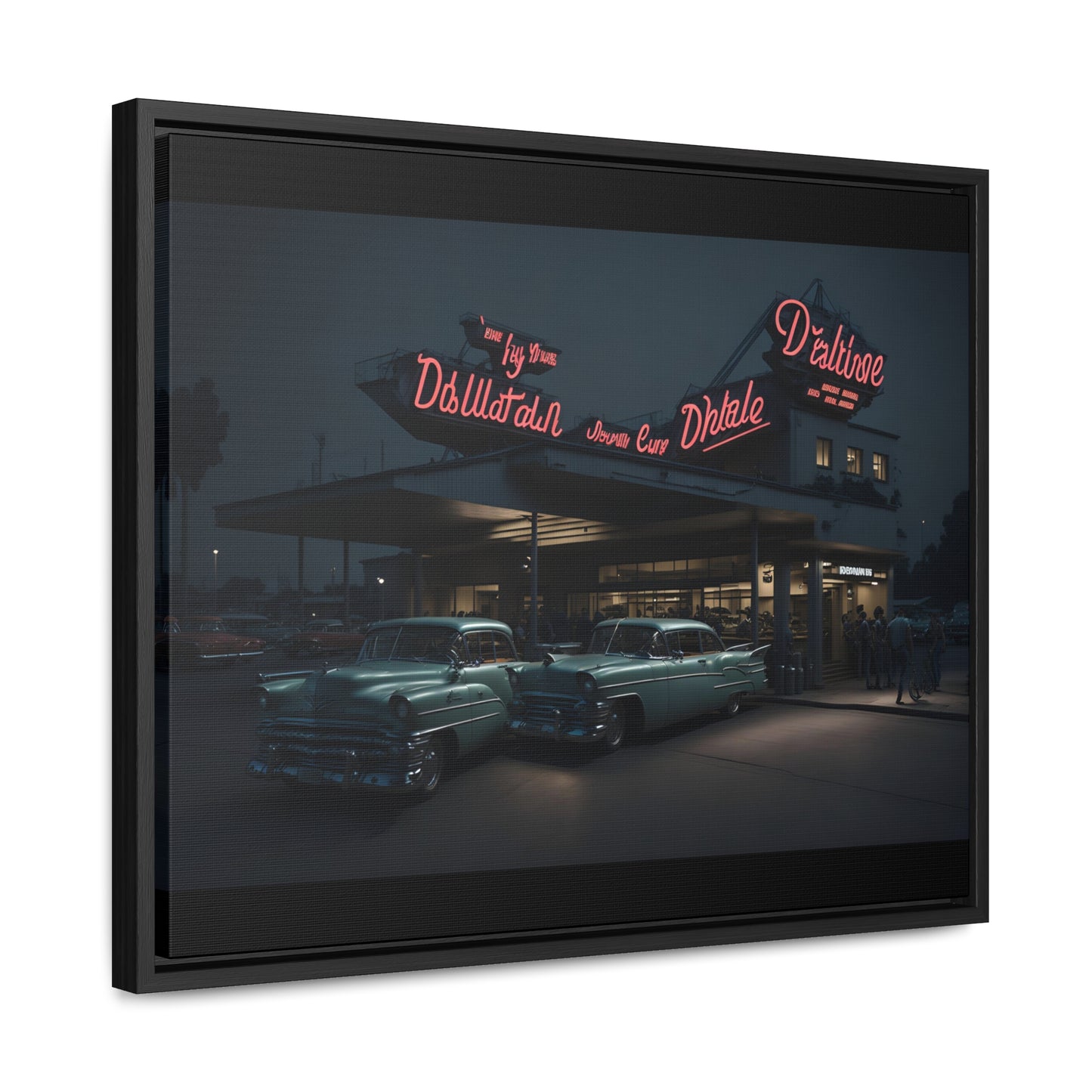 Drive-In Diner Dreams Nostalgic Dystopian Collection of Retro Wall Art Gallery Canvas Wraps Horizontal Frame v5/6