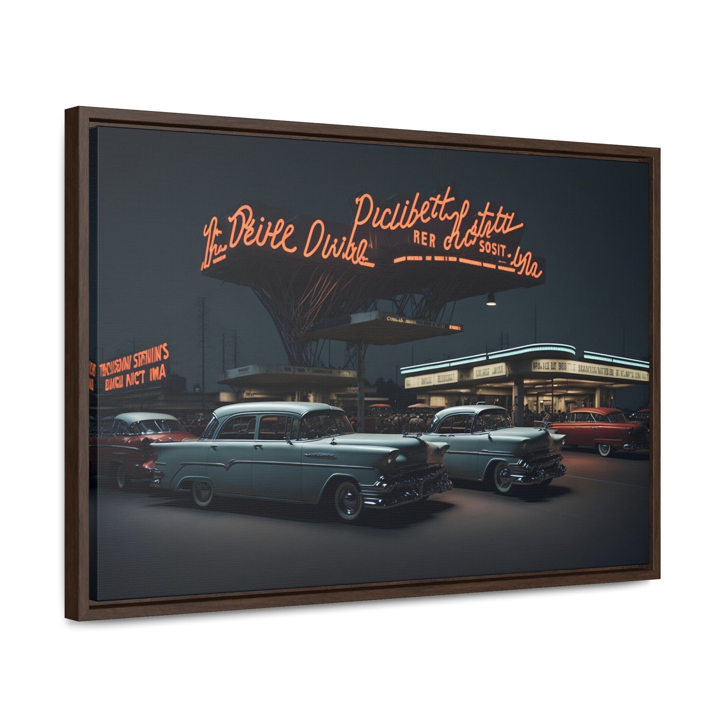 Drive-In Diner Dreams Nostalgic Dystopian Collection of Retro Wall Art Gallery Canvas Wraps Horizontal Frame v6/6