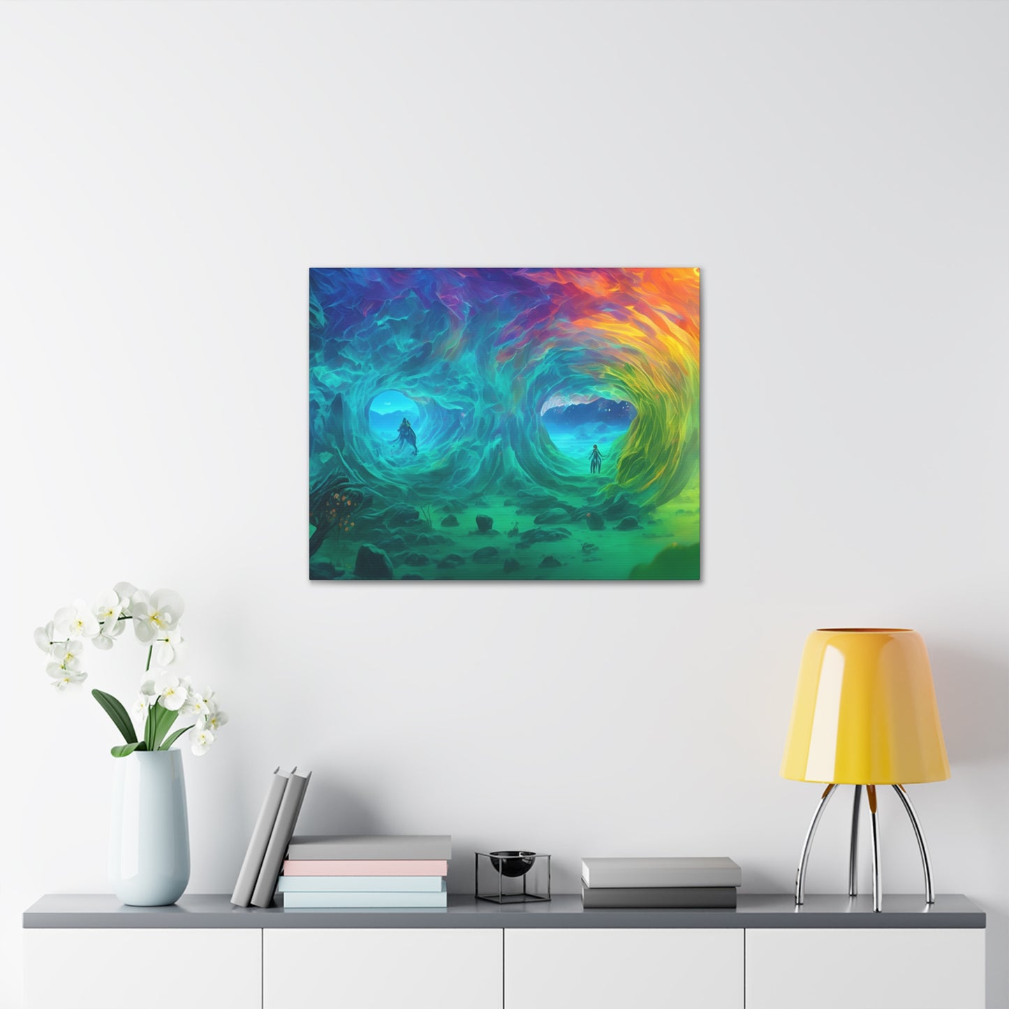 Rainbow wave stretched Canvas Gallery Wraps for the gameroom art gay gift for lgbtq lovers ally femme style art horizontal orientation v2