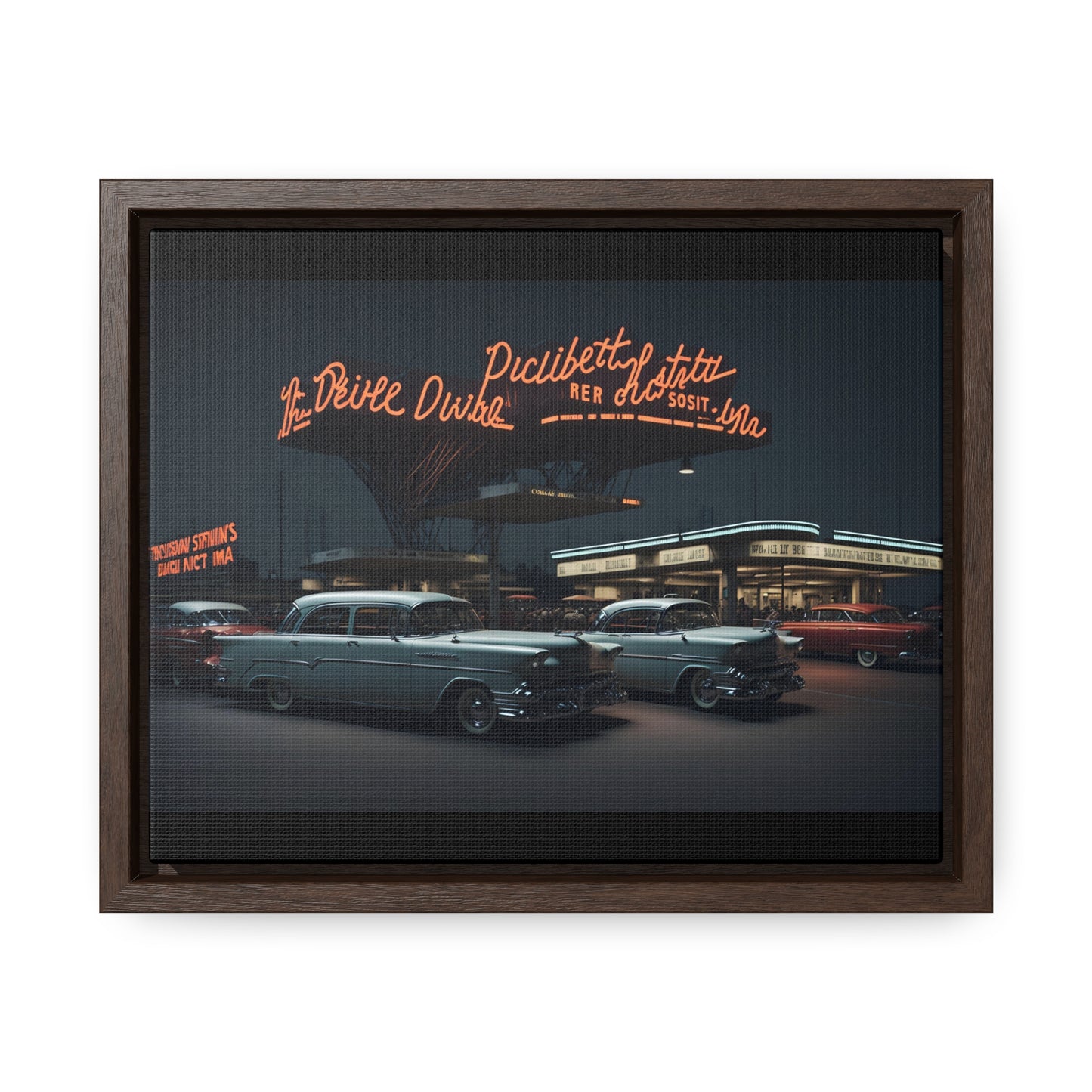 Drive-In Diner Dreams Nostalgic Dystopian Collection of Retro Wall Art Gallery Canvas Wraps Horizontal Frame v6/6