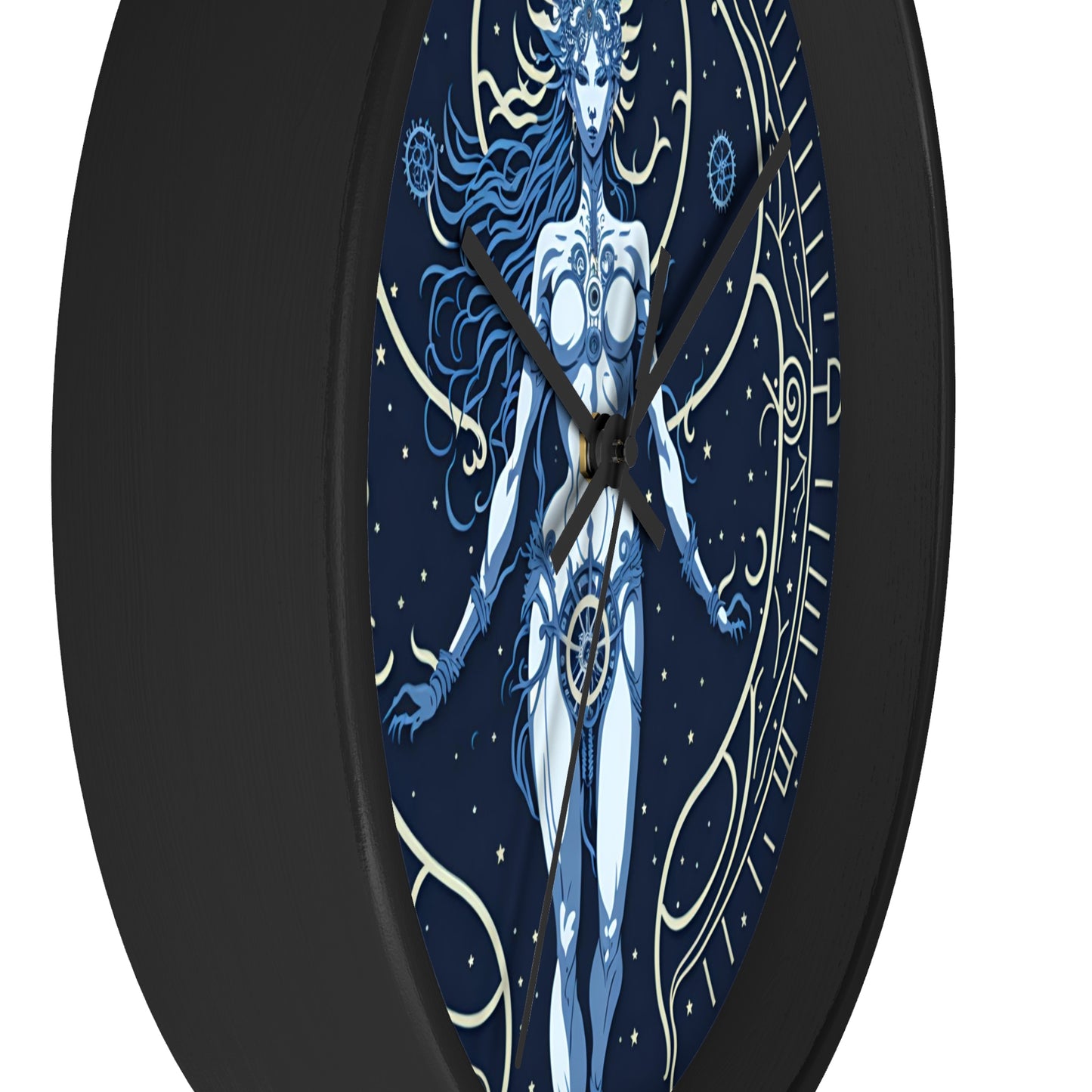 Celestial Goddess Wall Clock Blue design 1 celestial goddess blue Analog Wall Clock design for those fantasy lovers the library bedroom