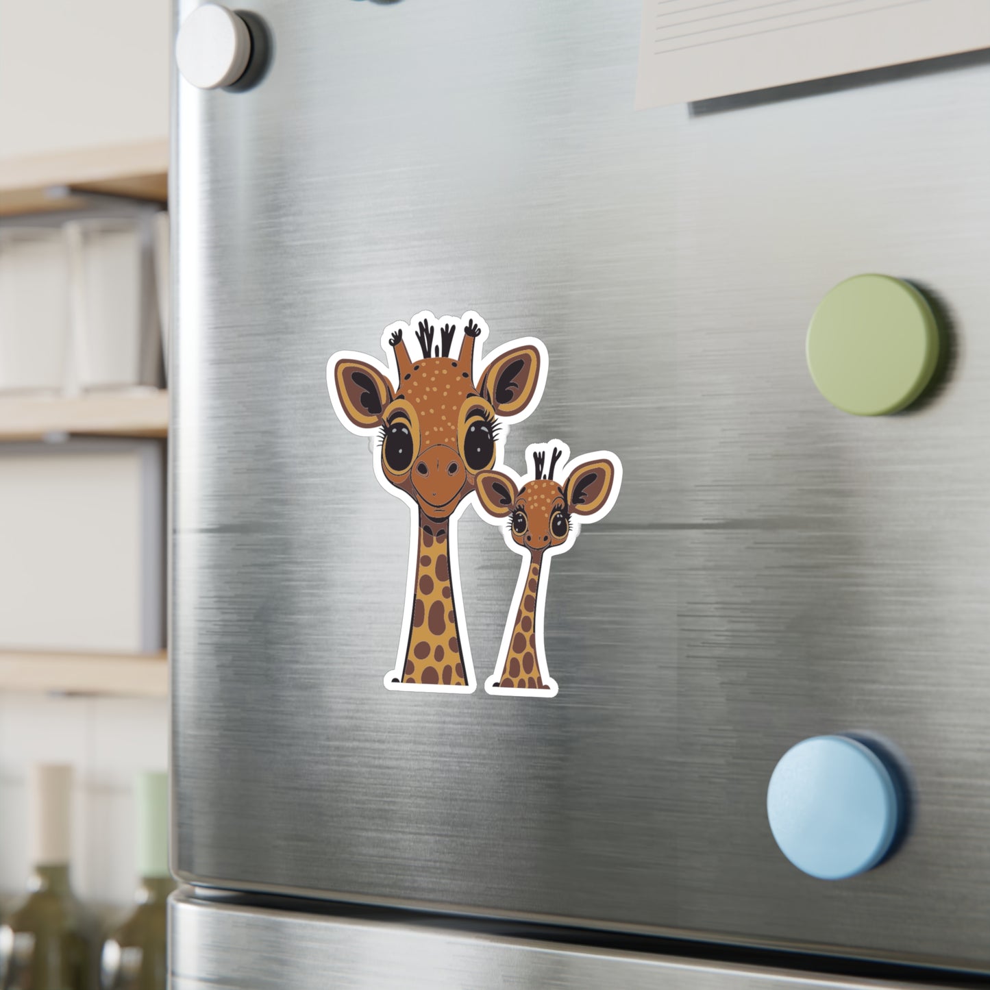 Mother and baby Giraffe Vinyl Decal to liven up the playroom with  vinyl cartoon animals with satin finish removable and restick decal