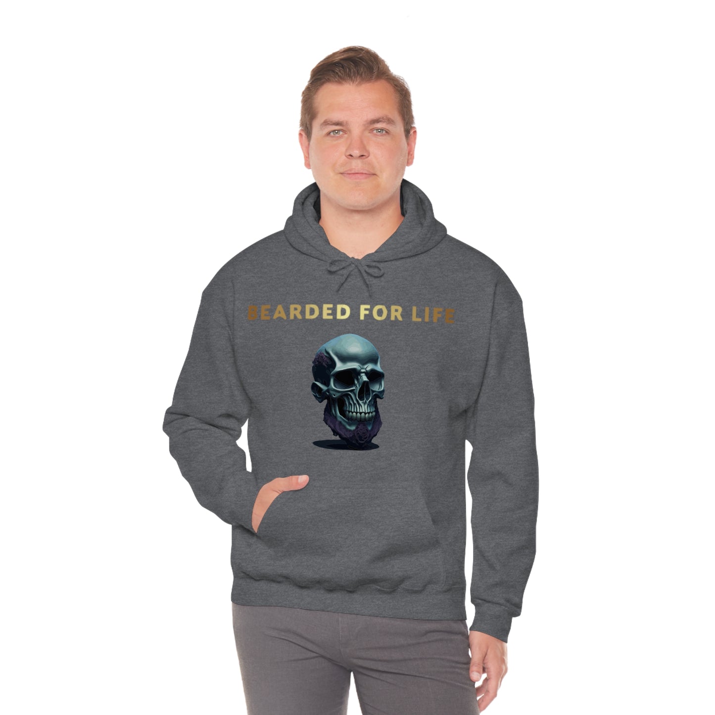 Bearded for life hoodie with a skull with a beard for the man that will have beard till he dies and is proud of his beard on fathers day v1