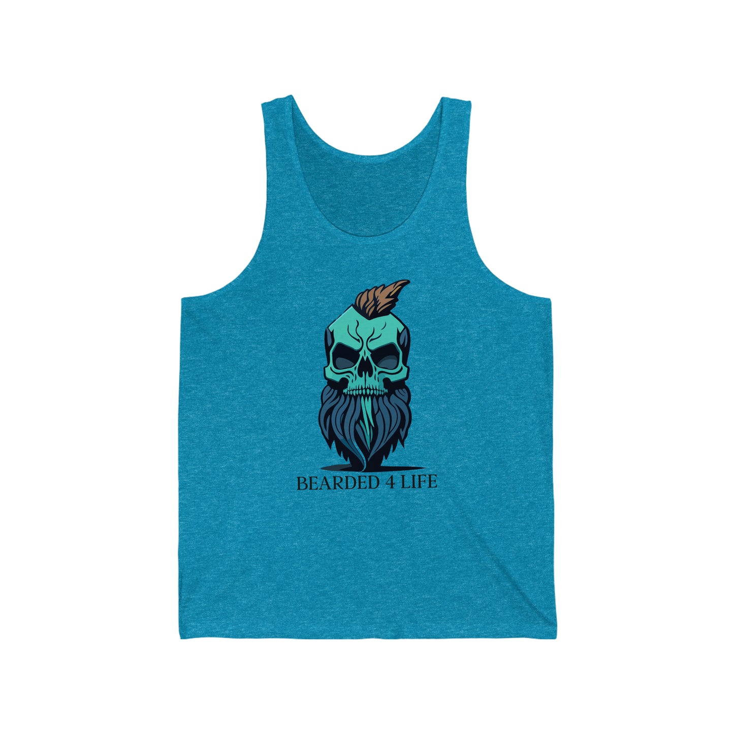 Bearded 4 Life tank top for bearded men that just wont quit with the beard skull with a beard tank for fathers with beads on fathers day