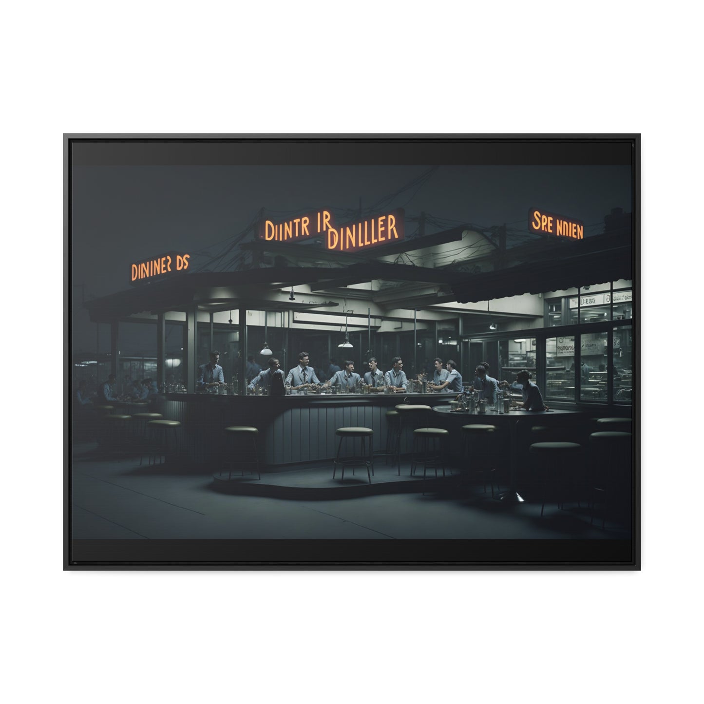 Drive-In Diner Dreams Nostalgic Dystopian Collection of Retro Wall Art Gallery Canvas Wraps Horizontal Frame v3/6