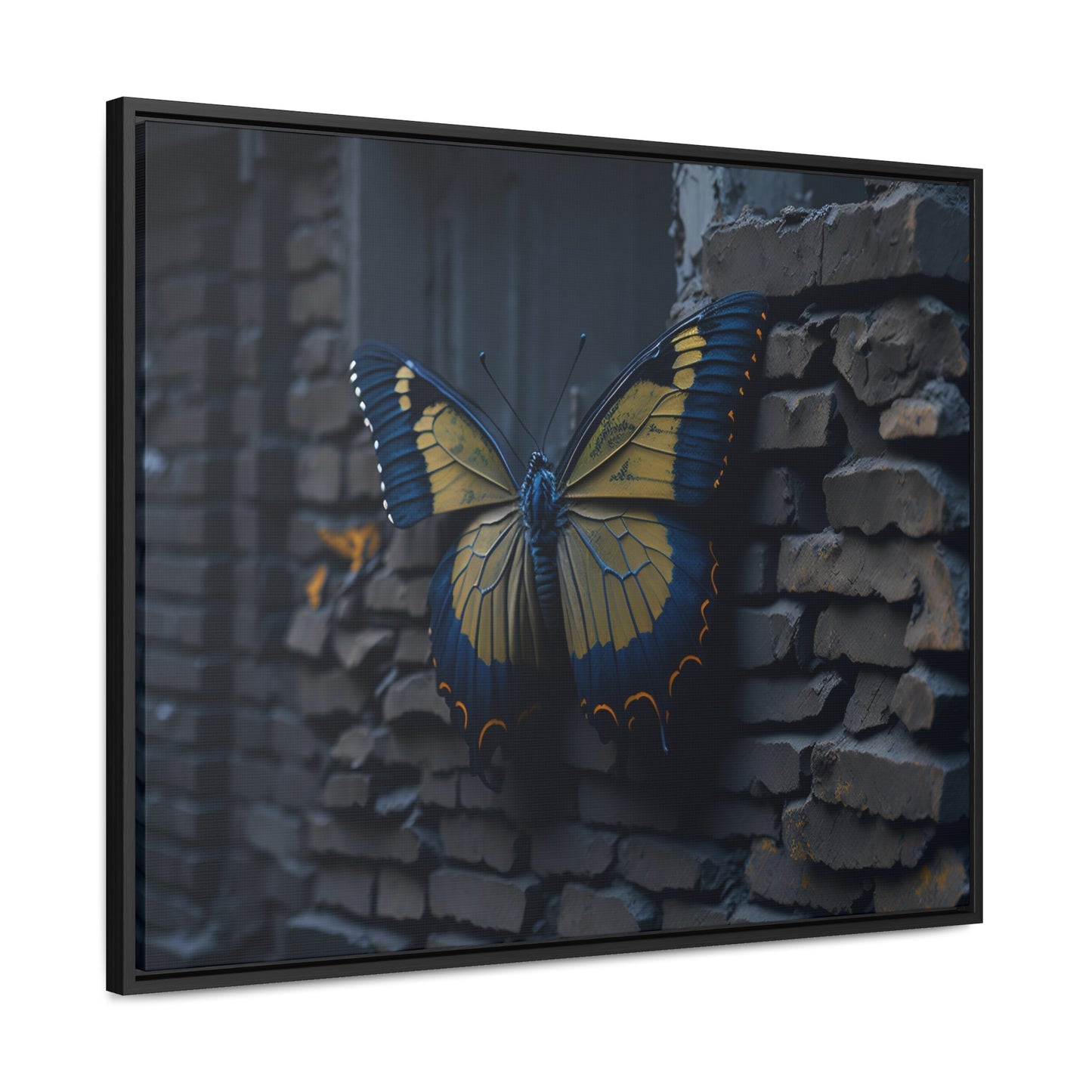 Dilapidated Butterfly Gallery Canvas art Wrap artwork depicting a fresh start at life in a barren wasteland