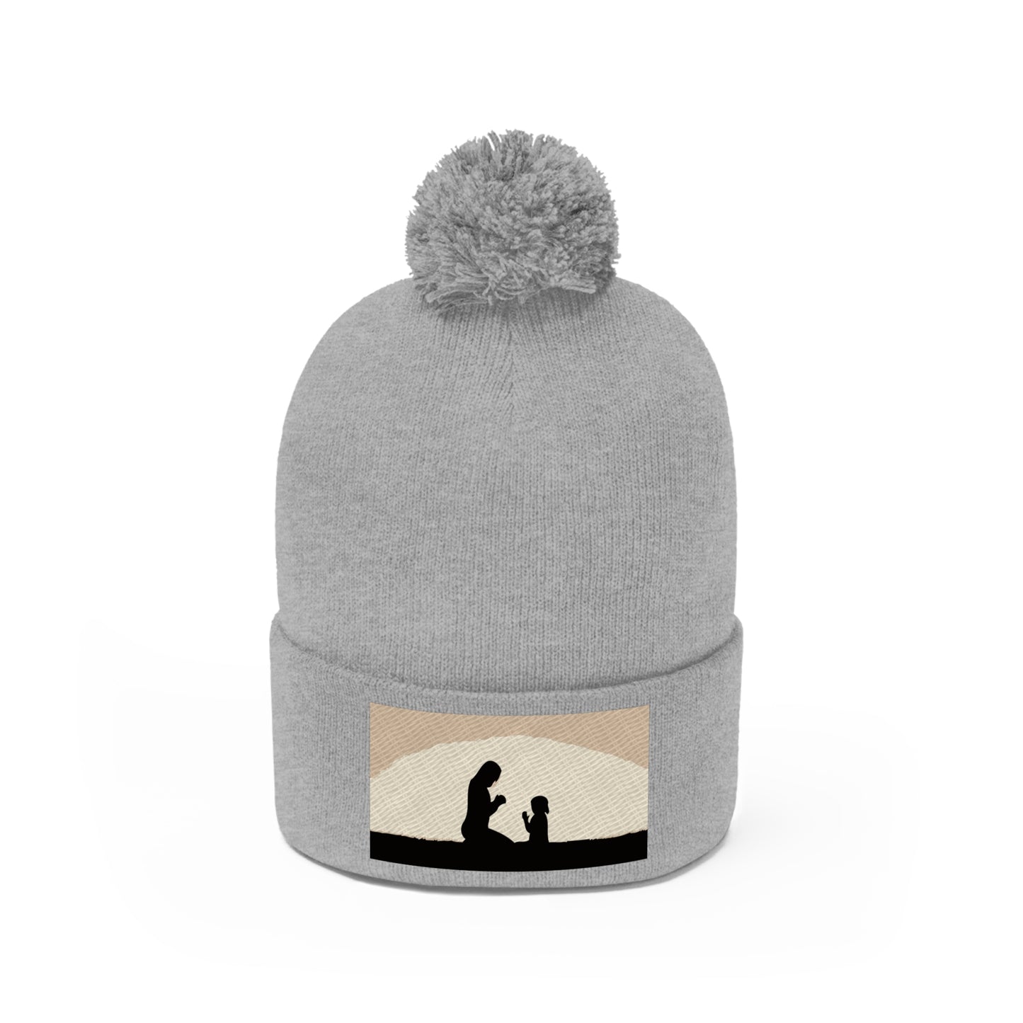 Mother and child praying beanie  embroidered  mothers day Pom Pom Beanie gift trophy for mom birthday mommy christmas present