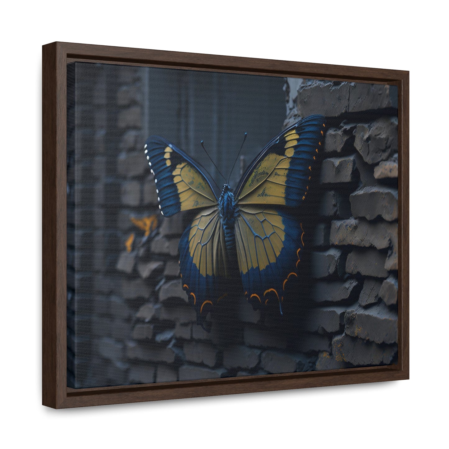 Dilapidated Butterfly Gallery Canvas art Wrap artwork depicting a fresh start at life in a barren wasteland