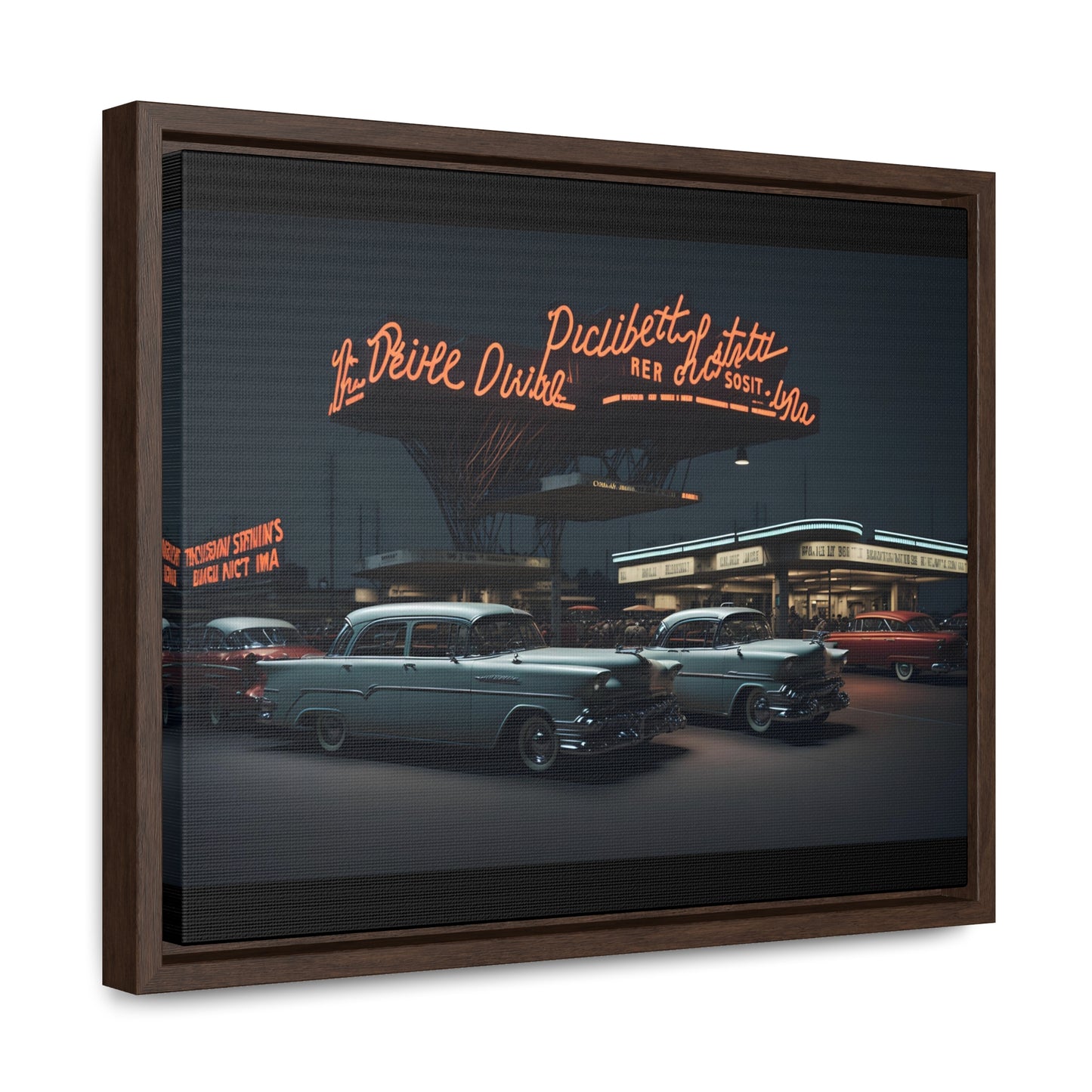 Drive-In Diner Dreams Nostalgic Dystopian Collection of Retro Wall Art Gallery Canvas Wraps Horizontal Frame v6/6