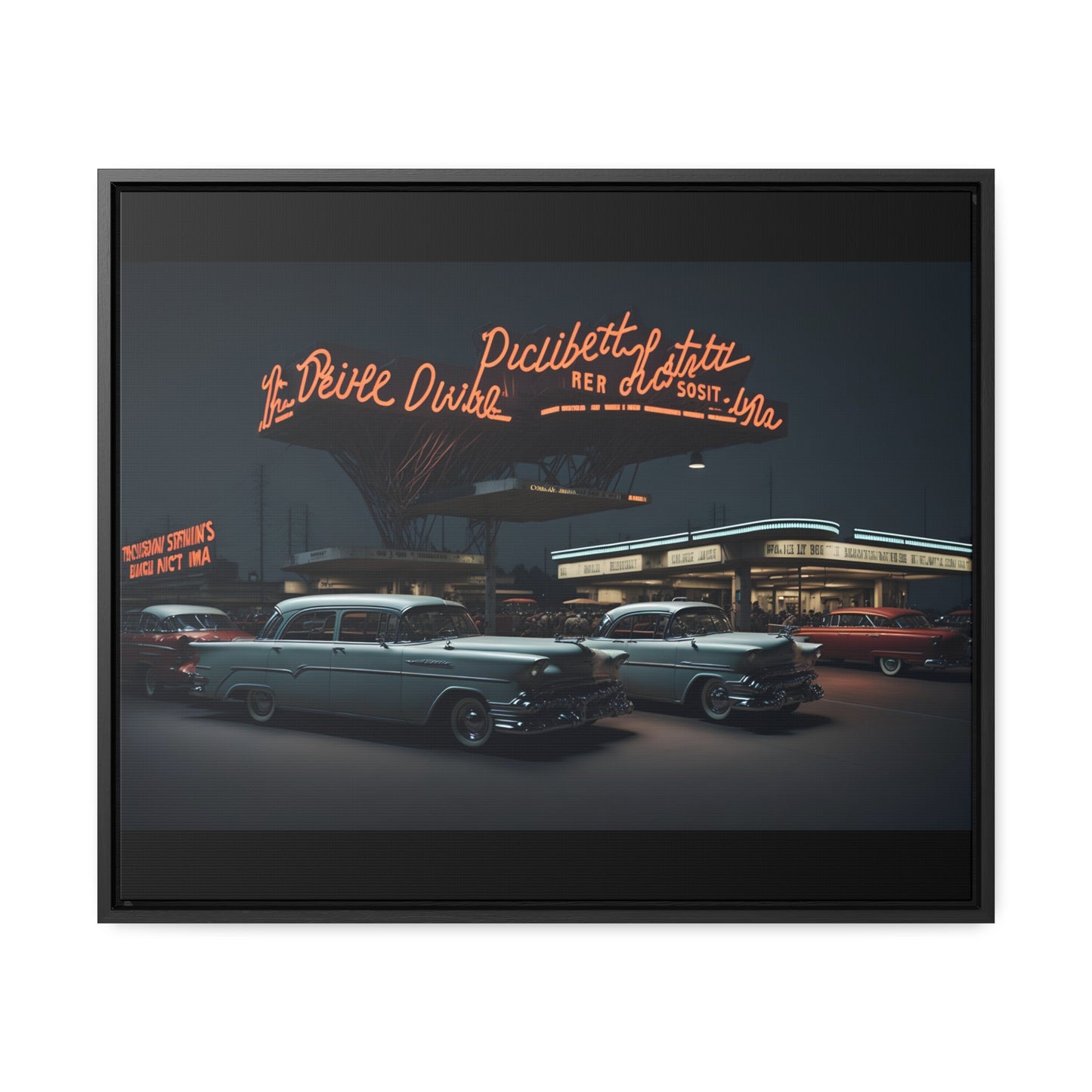 Drive-In Diner Dreams Nostalgic Dystopian Collection of Retro Wall Art Gallery Canvas Wraps Horizontal Frame v6/6