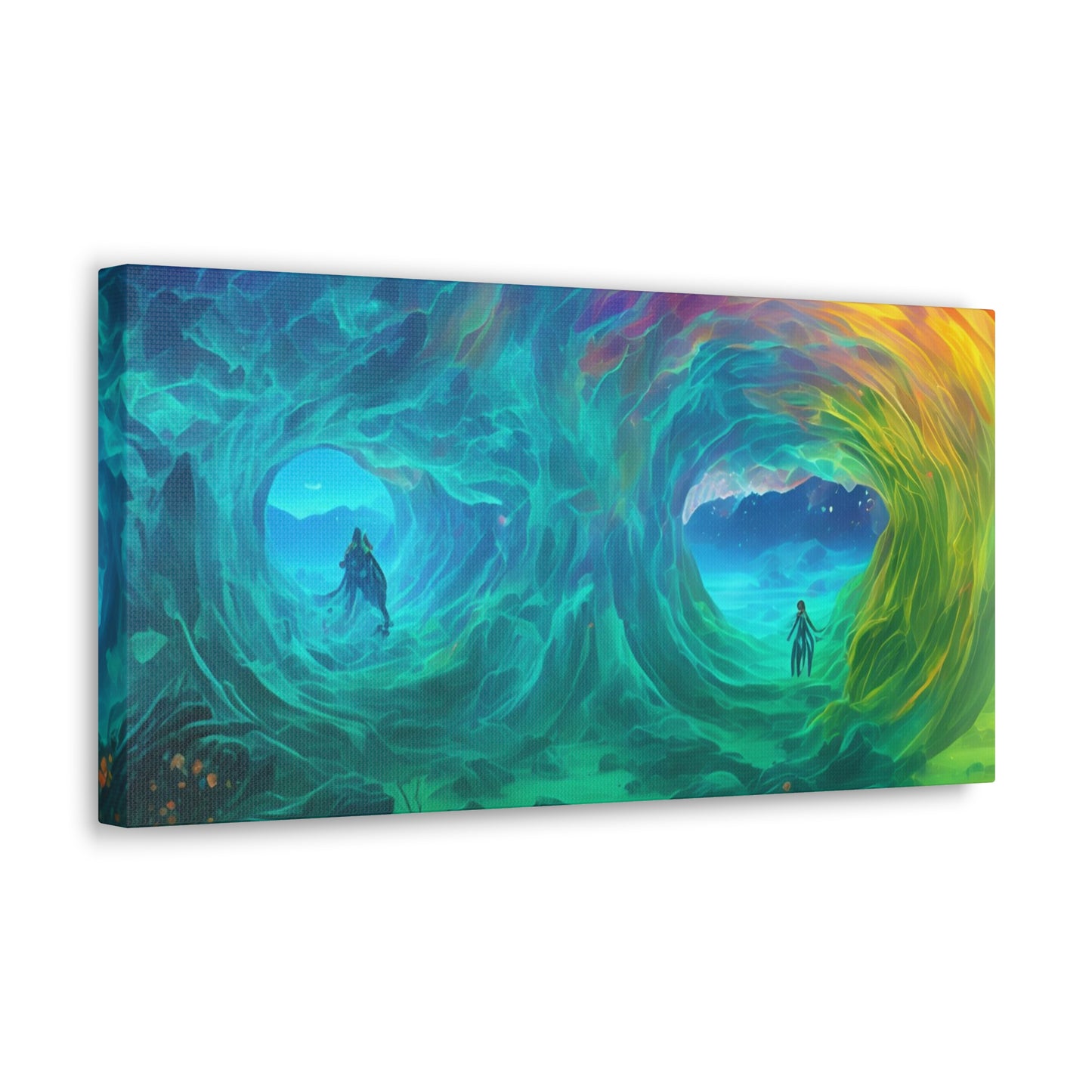 Rainbow wave stretched Canvas Gallery Wraps for the gameroom art gay gift for lgbtq lovers ally femme style art horizontal orientation v2