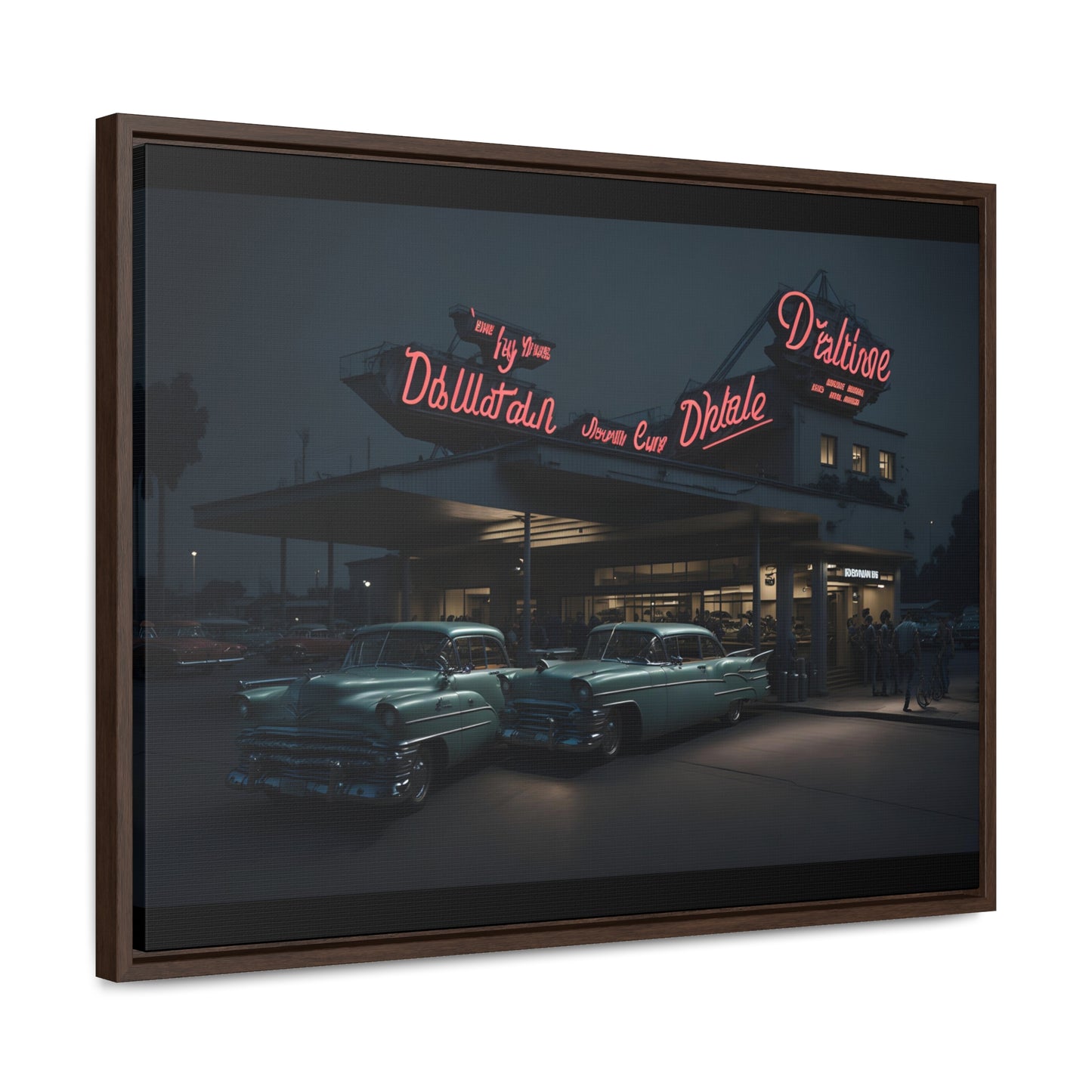 Drive-In Diner Dreams Nostalgic Dystopian Collection of Retro Wall Art Gallery Canvas Wraps Horizontal Frame v5/6