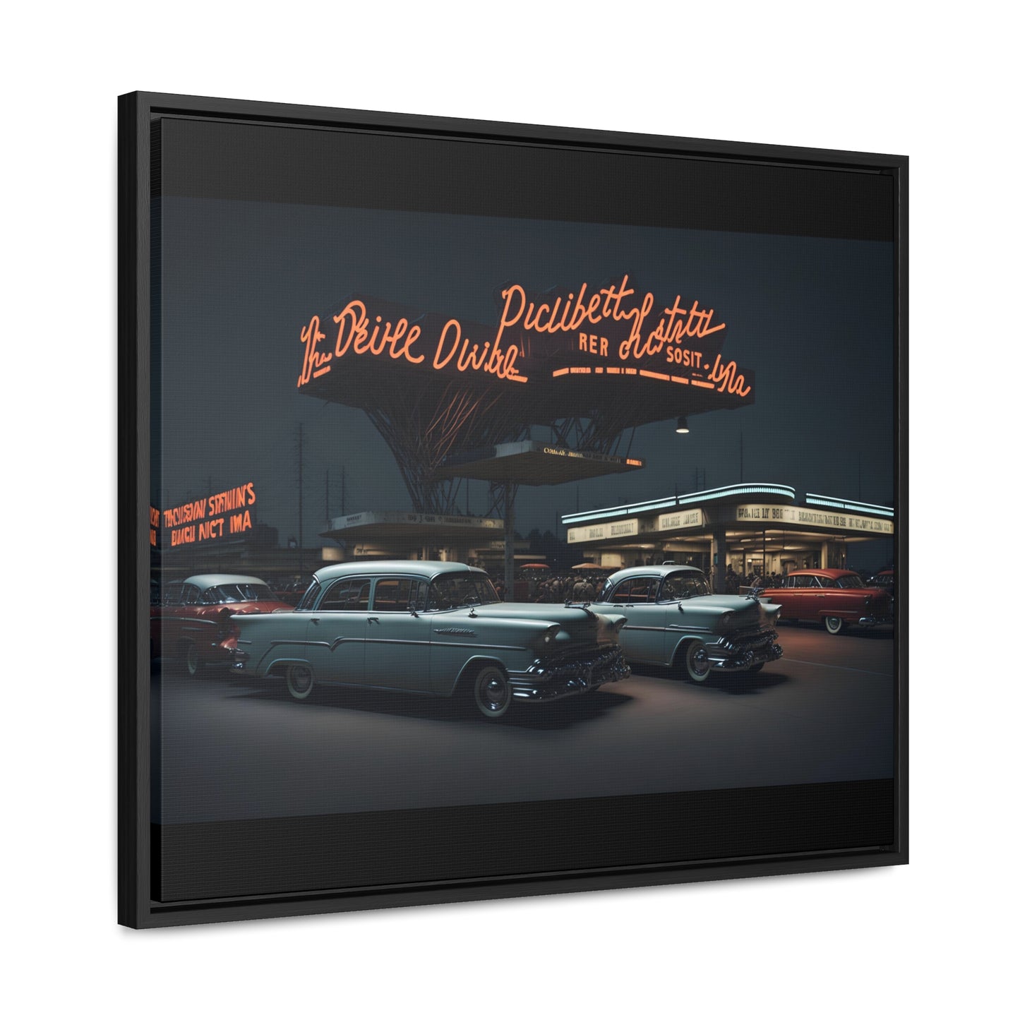 Drive-In Diner Dreams Nostalgic Dystopian Collection of Retro Wall Art Gallery Canvas Wraps Horizontal Frame v6/6