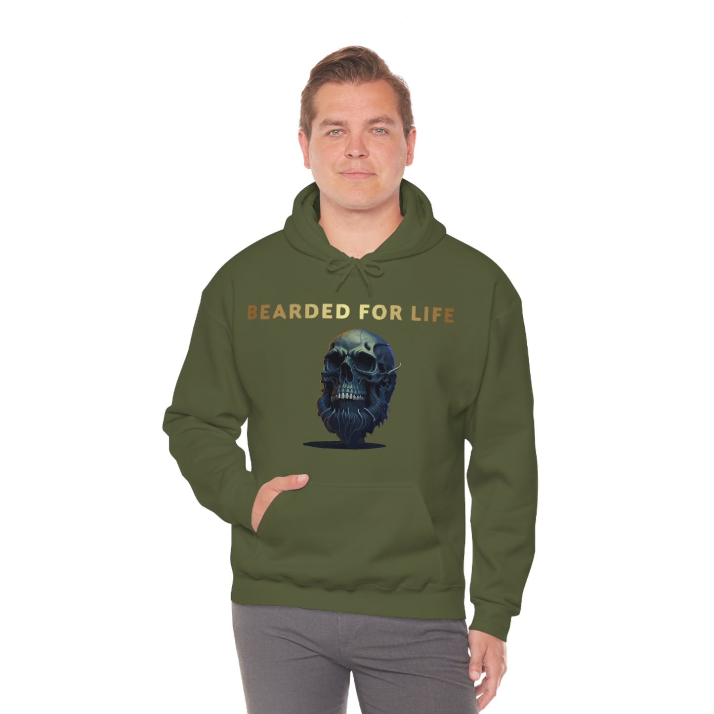 Bearded for life hoodie with a skull with a beard for the man that will have beard till he dies and is proud of his beard on fathers v2