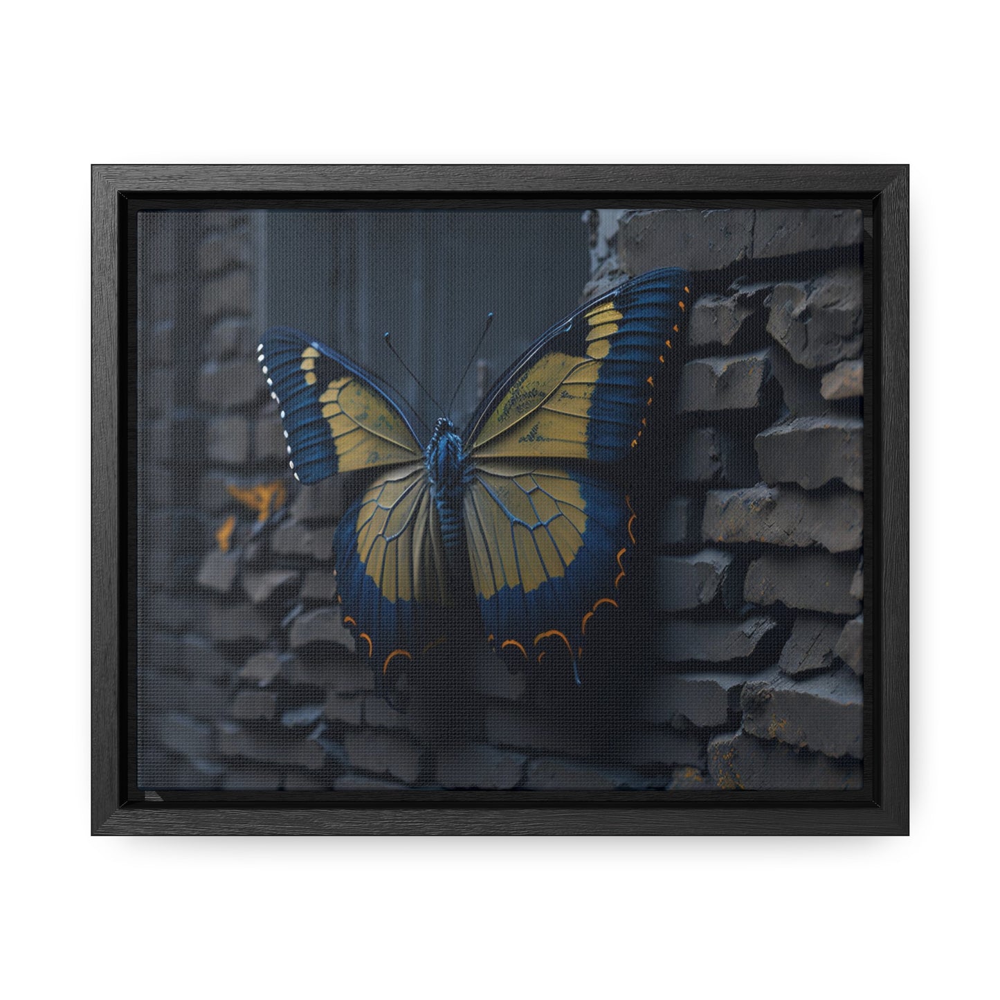 Dilapidated Butterfly Gallery Canvas art Wrap artwork depicting a fresh start at life in a barren wasteland