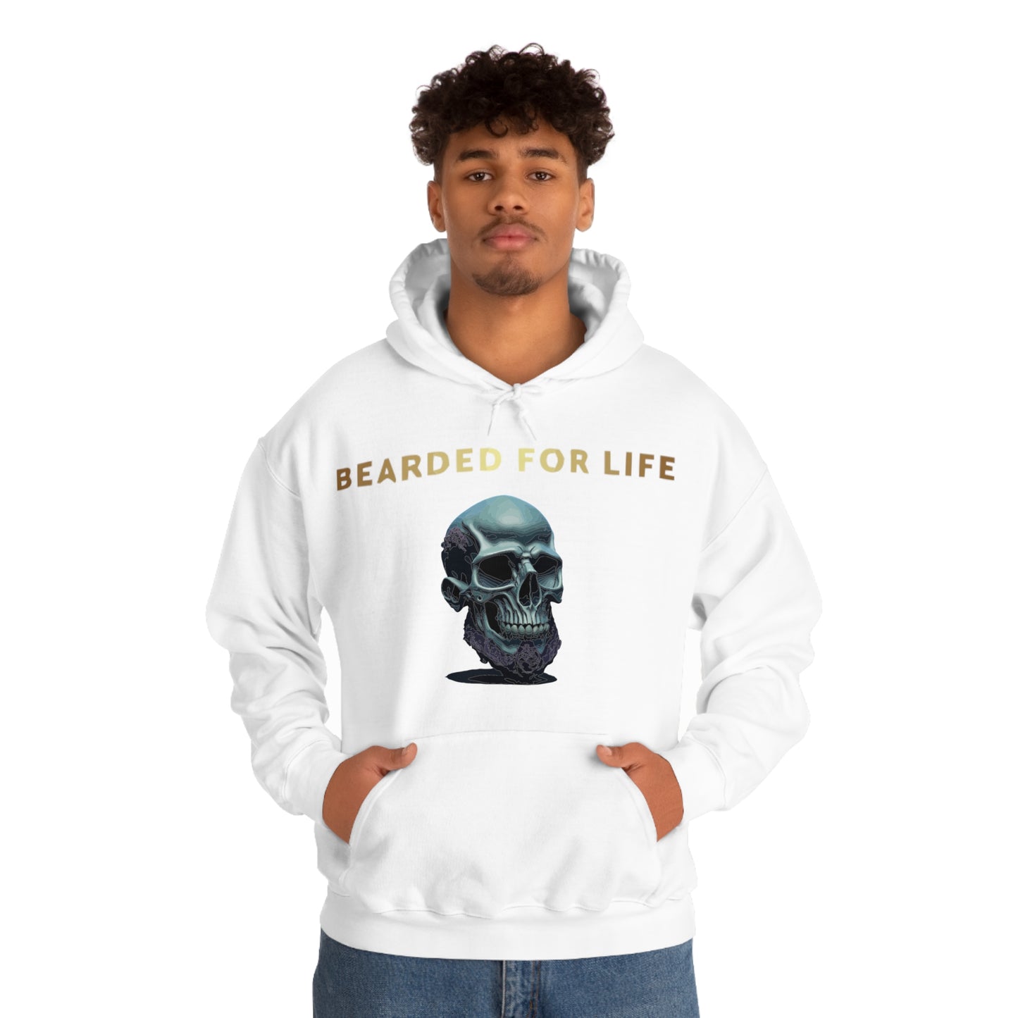 Bearded for life hoodie with a skull with a beard for the man that will have beard till he dies and is proud of his beard on fathers day v1