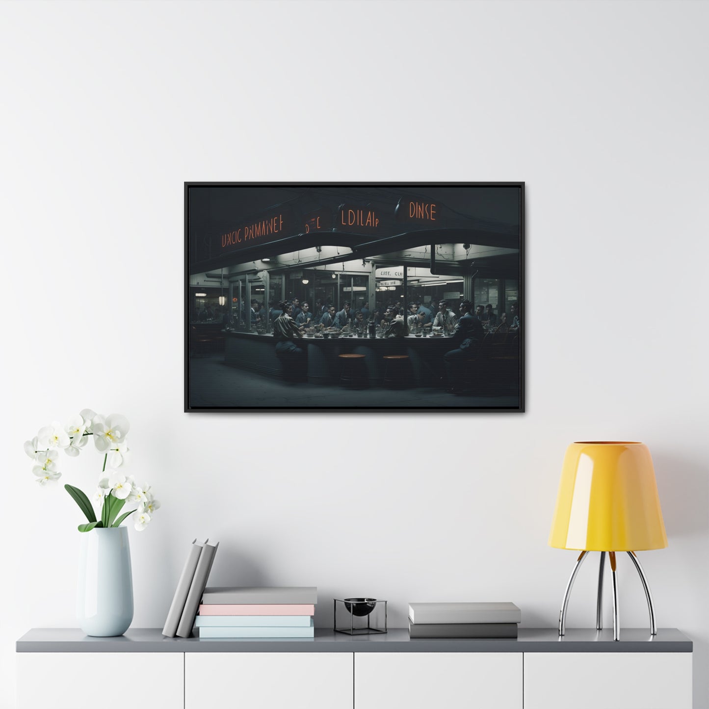 Drive-In Diner Dreams Nostalgic Dystopian Collection of Retro Wall Art Gallery Canvas Wraps Horizontal Frame v4/6