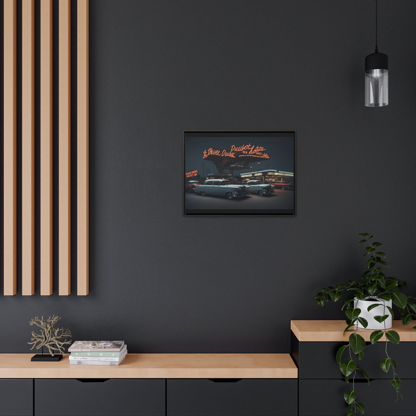 Drive-In Diner Dreams Nostalgic Dystopian Collection of Retro Wall Art Gallery Canvas Wraps Horizontal Frame v6/6