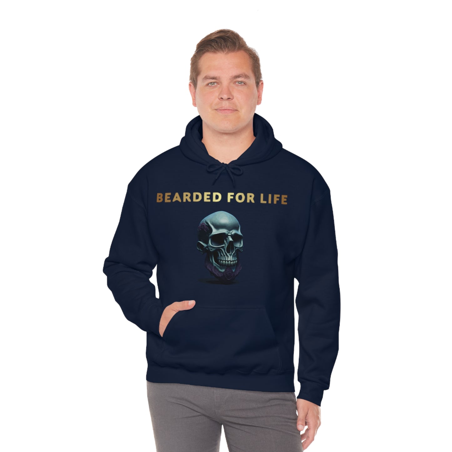 Bearded for life hoodie with a skull with a beard for the man that will have beard till he dies and is proud of his beard on fathers day v1