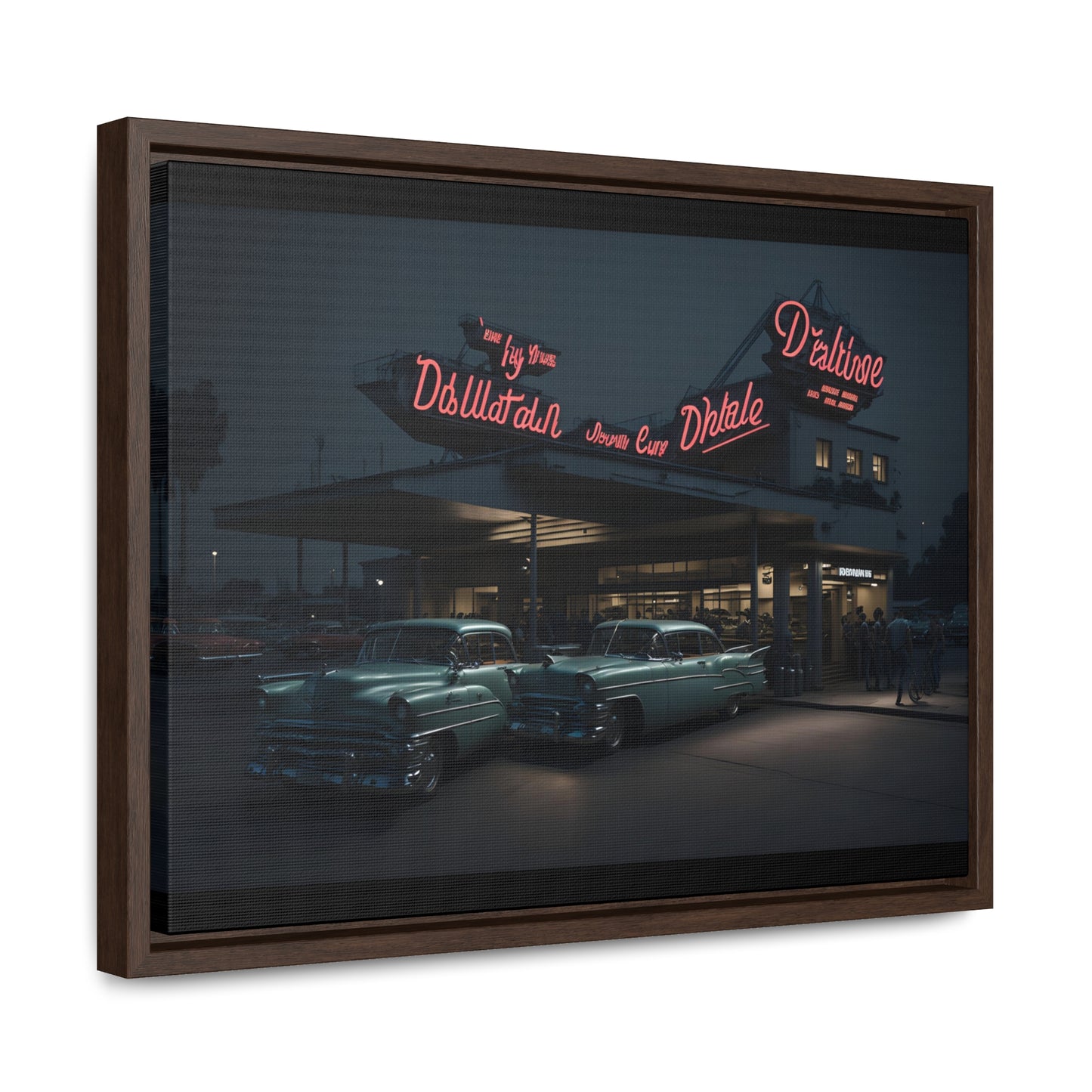 Drive-In Diner Dreams Nostalgic Dystopian Collection of Retro Wall Art Gallery Canvas Wraps Horizontal Frame v5/6