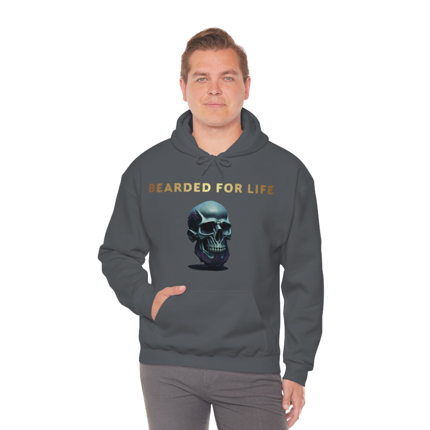 Bearded for life hoodie with a skull with a beard for the man that will have beard till he dies and is proud of his beard on fathers day v1