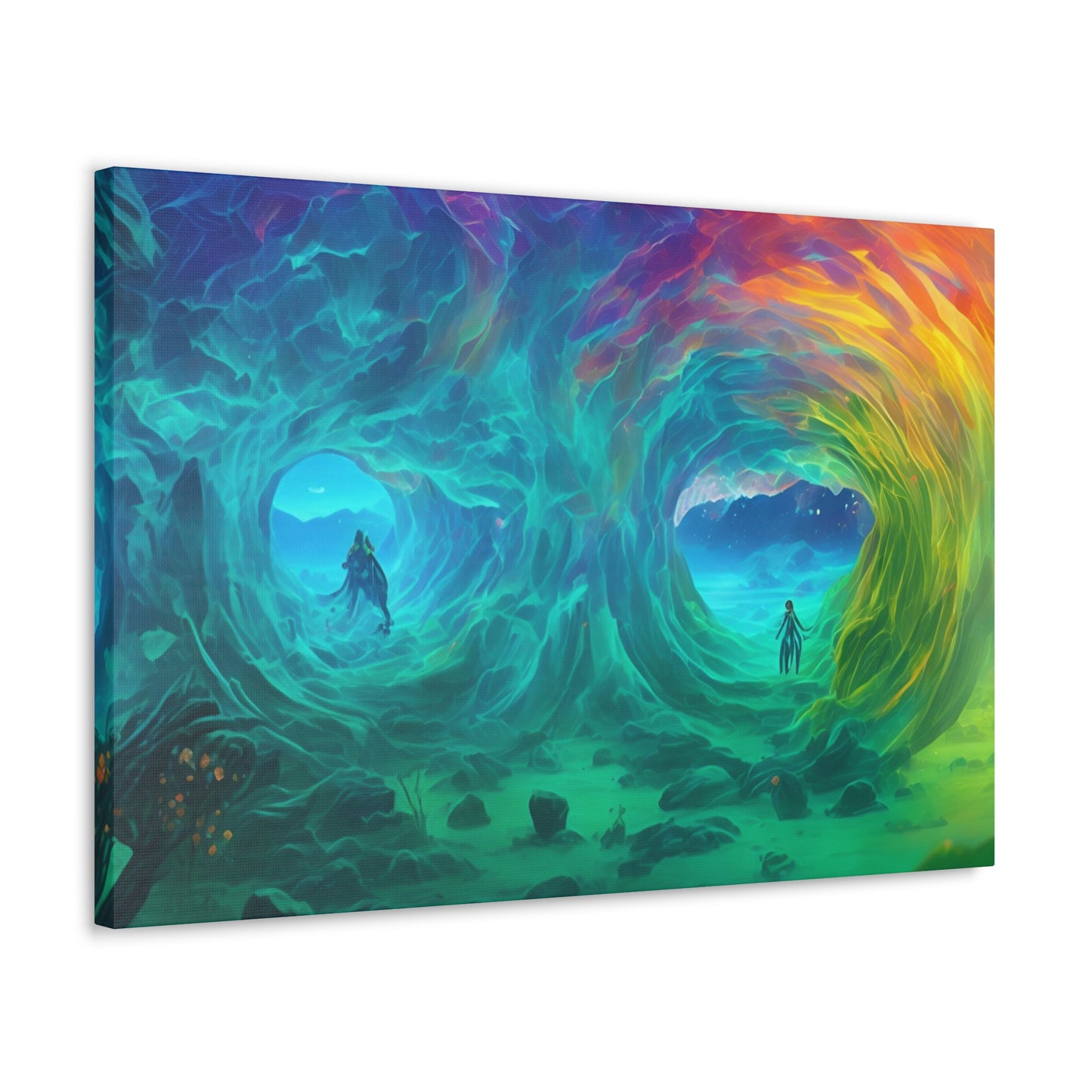 Rainbow wave stretched Canvas Gallery Wraps for the gameroom art gay gift for lgbtq lovers ally femme style art horizontal orientation v2