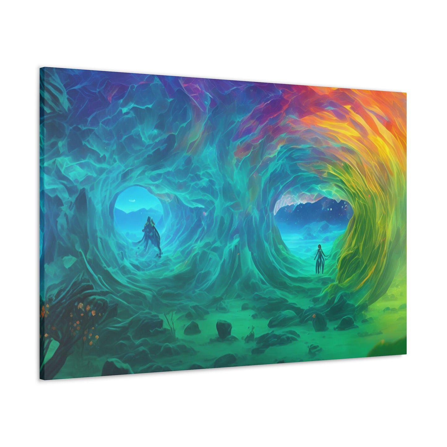 Rainbow wave stretched Canvas Gallery Wraps for the gameroom art gay gift for lgbtq lovers ally femme style art horizontal orientation v2