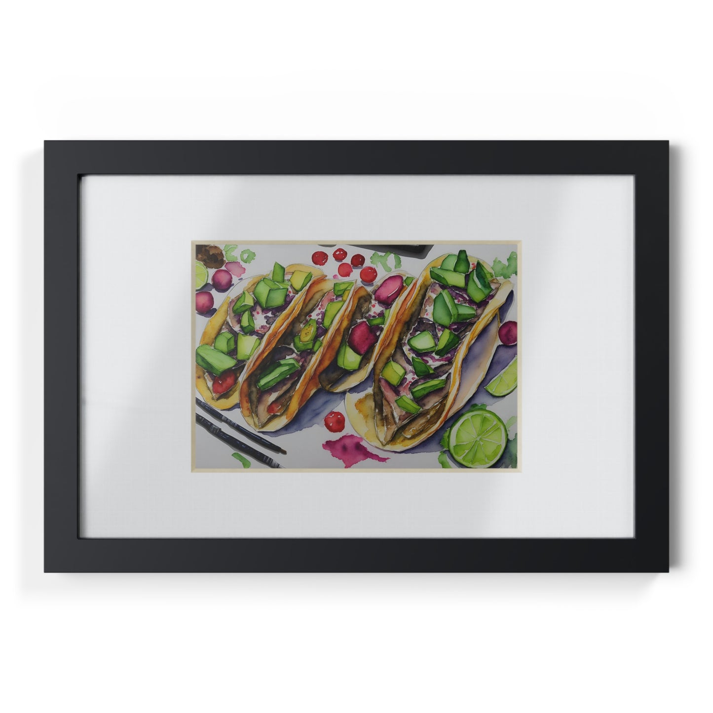 Tacos framed art bar gift for restaurant black frame kitchen dining poster v4